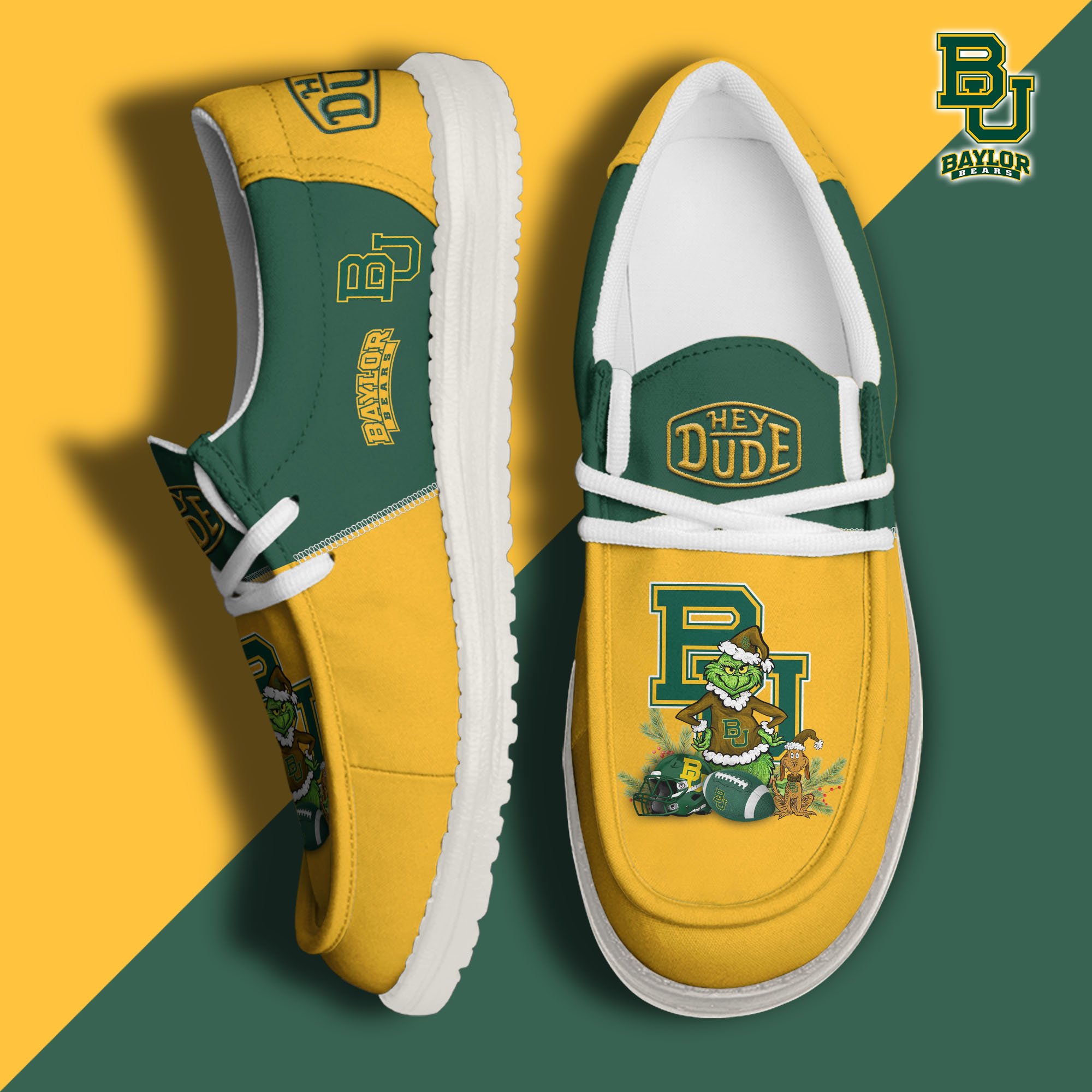 Baylor Bears Football Hey Dude Canvas Loafer Shoes Custom Your Name 2024 version, Sport Shoes For Fan, Fan Gifts EHIVM-61211