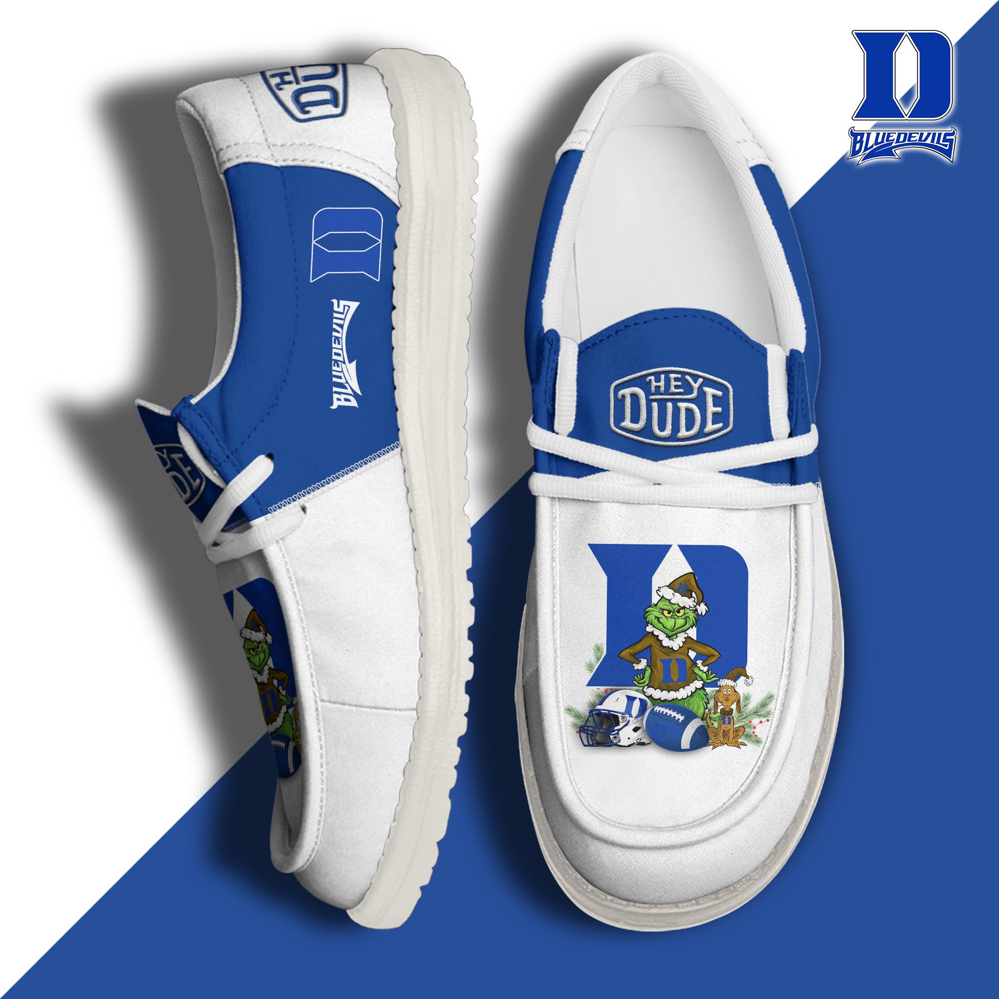 Duke Blue Devils Football Hey Dude Canvas Loafer Shoes Custom Your Name 2024 version, Sport Shoes For Fan, Fan Gifts EHIVM-61211