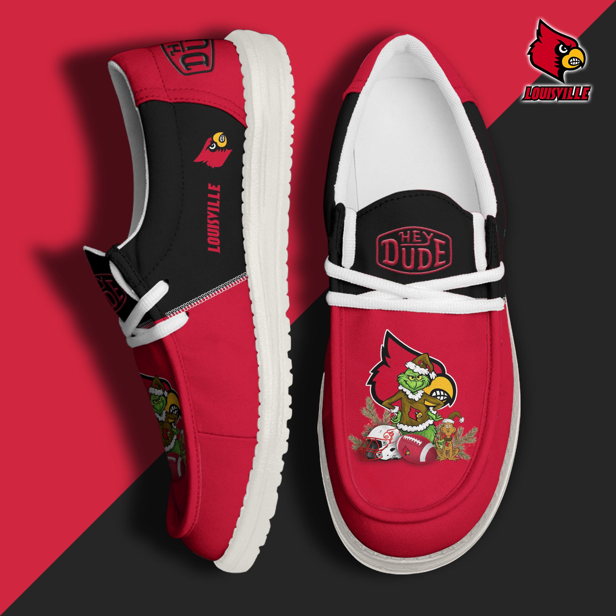 Louisville Cardinals Football Hey Dude Canvas Loafer Shoes Custom Your Name 2024 version, Sport Shoes For Fan, Fan Gifts EHIVM-61211