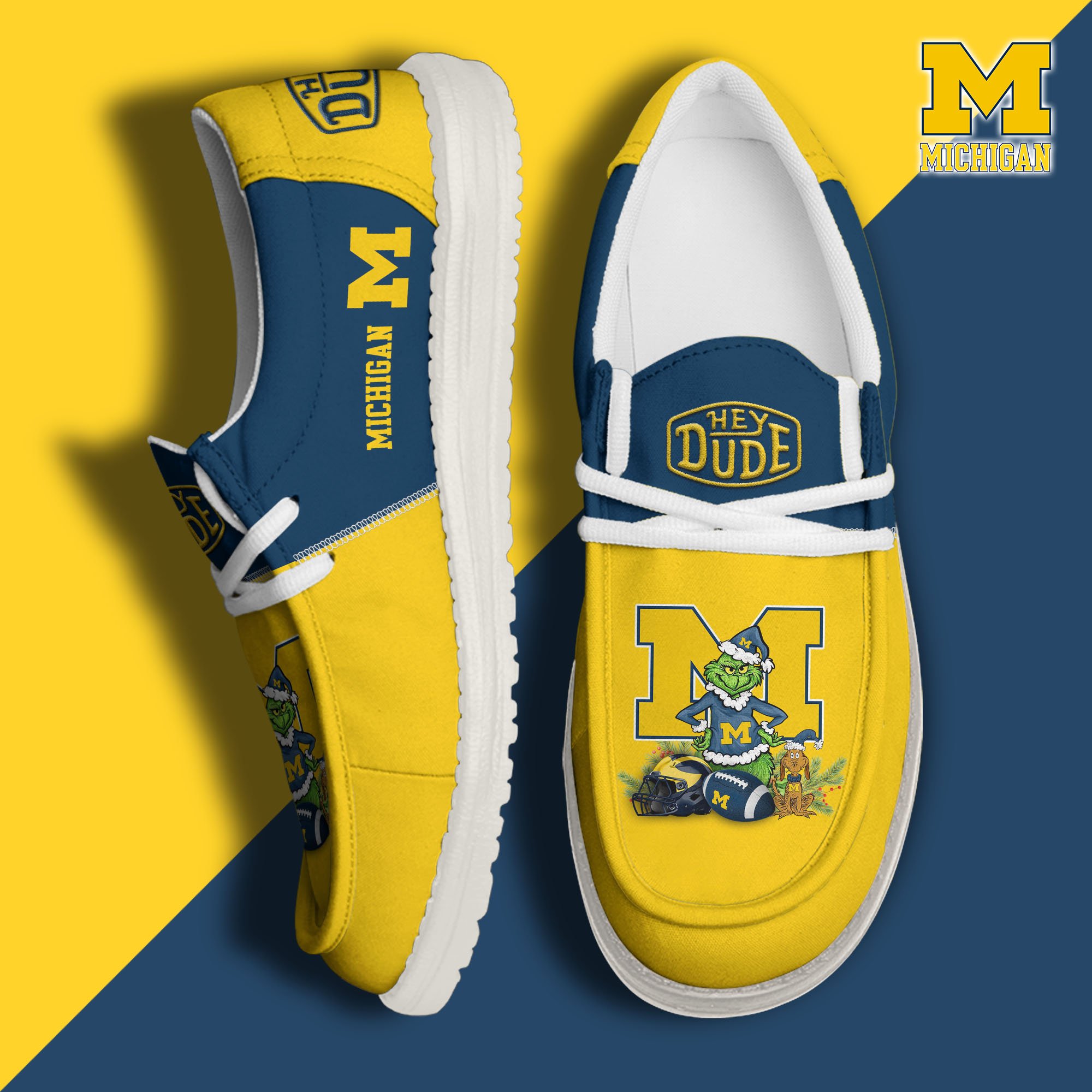 Michigan Wolverines Football Hey Dude Canvas Loafer Shoes Custom Your Name 2024 version, Sport Shoes For Fan, Fan Gifts EHIVM-61211