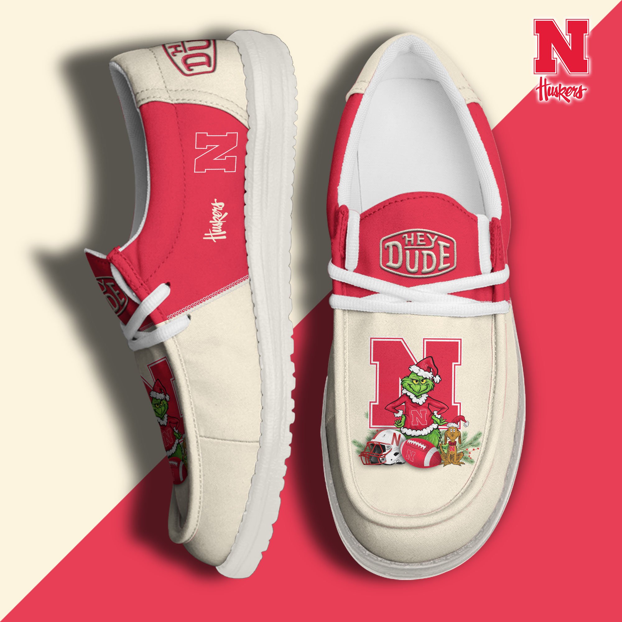 Nebraska Cornhuskers Football Hey Dude Canvas Loafer Shoes Custom Your Name 2024 version, Sport Shoes For Fan, Fan Gifts EHIVM-61211