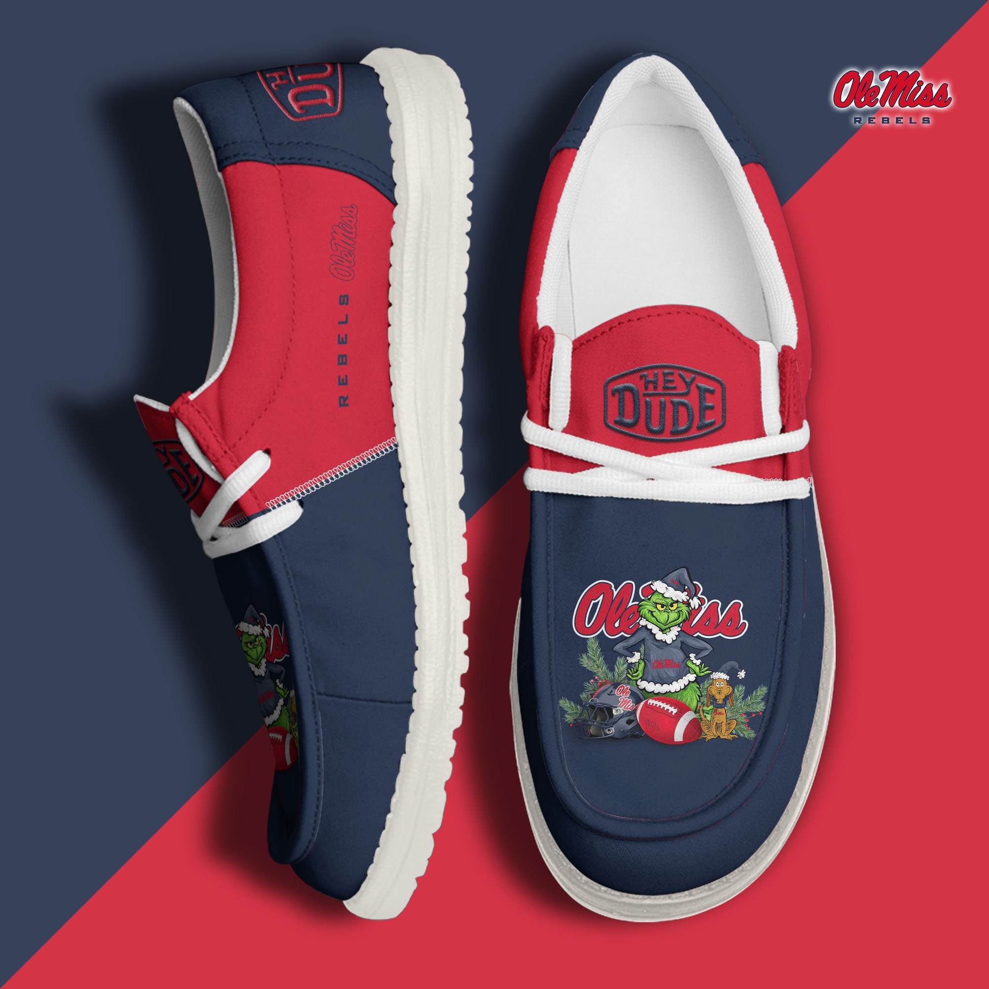 Ole Miss Rebels Football Hey Dude Canvas Loafer Shoes Custom Your Name 2024 version, Sport Shoes For Fan, Fan Gifts EHIVM-61211