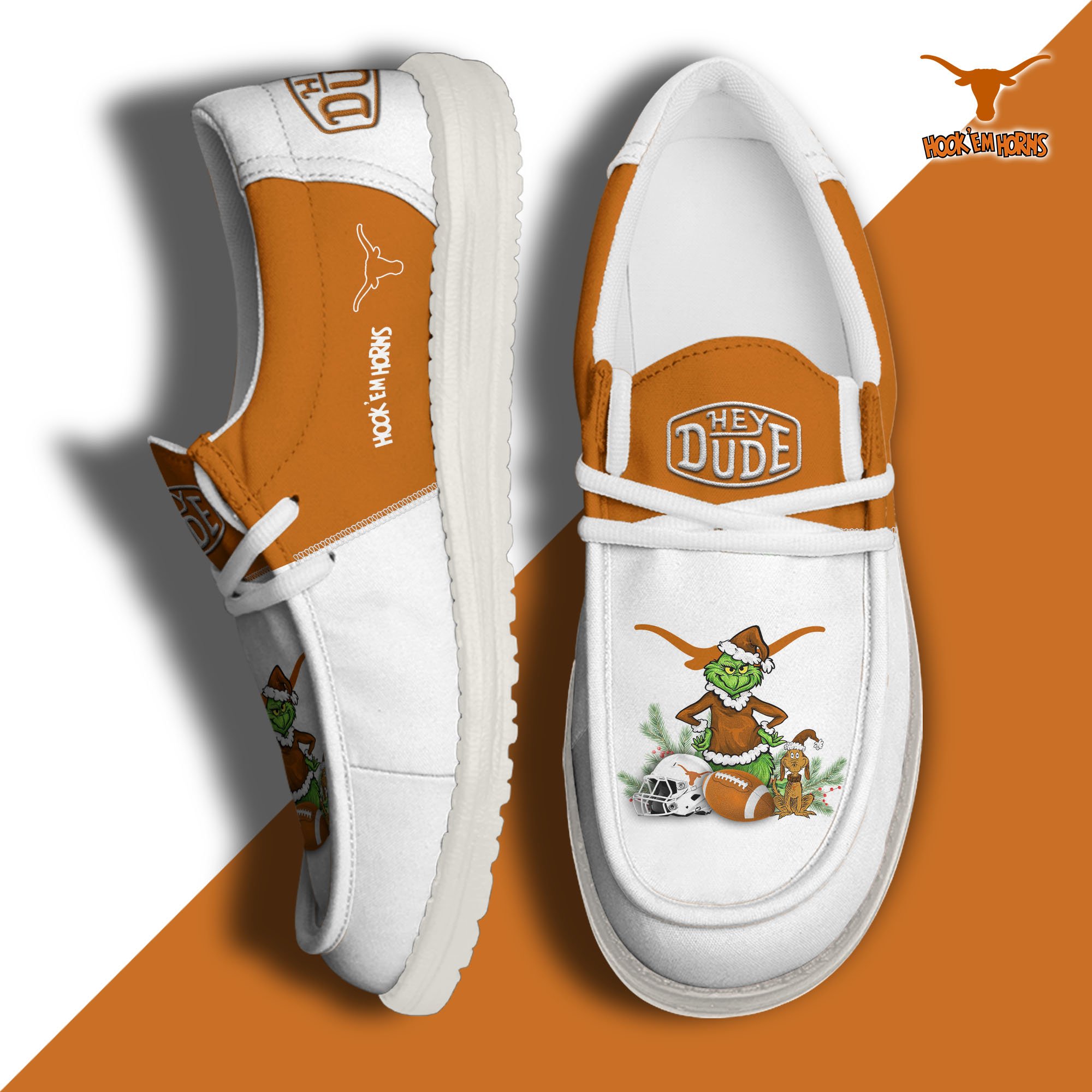 Texas Longhorns Football Hey Dude Canvas Loafer Shoes Custom Your Name 2024 version, Sport Shoes For Fan, Fan Gifts EHIVM-61211