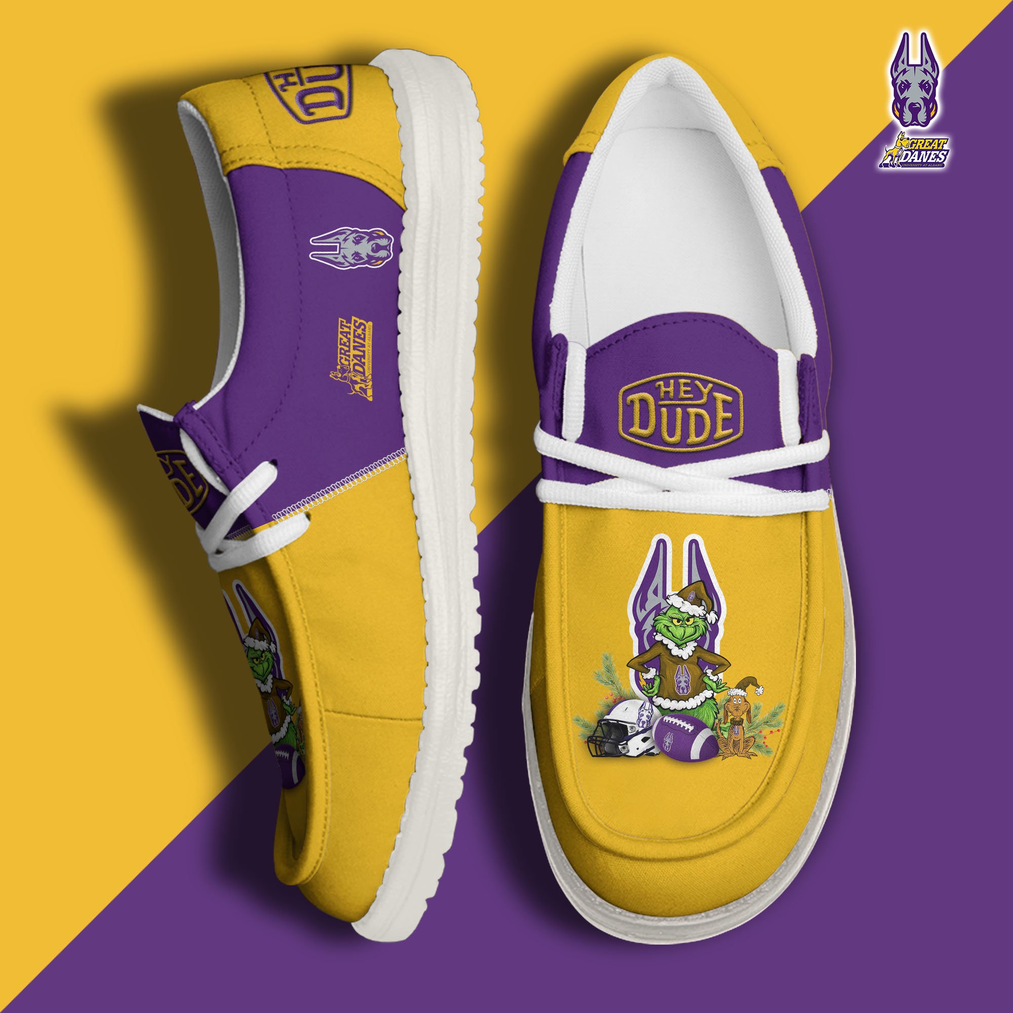 Albany Great Danes Football Hey Dude Canvas Loafer Shoes Custom Your Name 2024 version, Sport Shoes For Fan, Fan Gifts EHIVM-61211