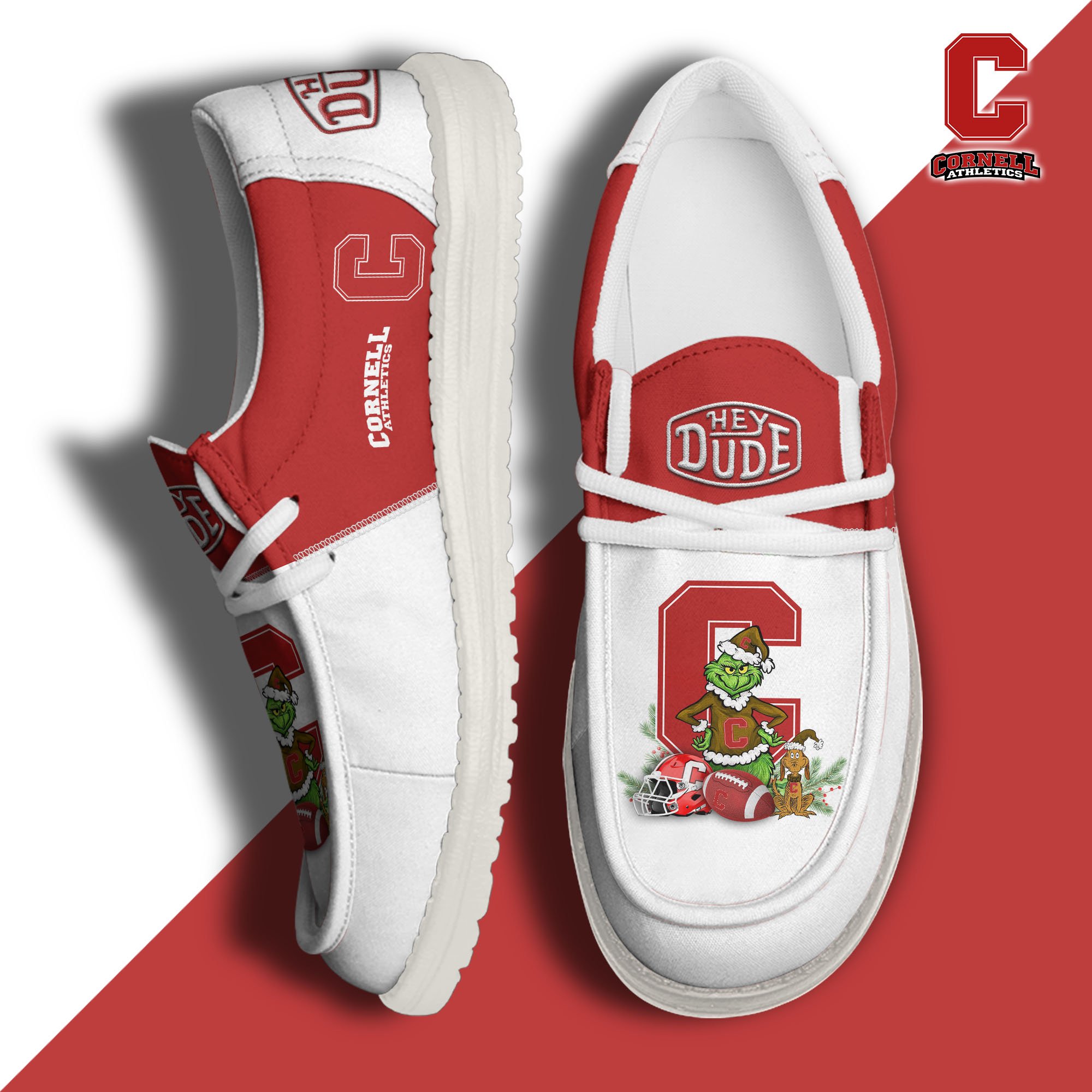 Cornell Big Red Football Hey Dude Canvas Loafer Shoes Custom Your Name 2024 version, Sport Shoes For Fan, Fan Gifts EHIVM-61211