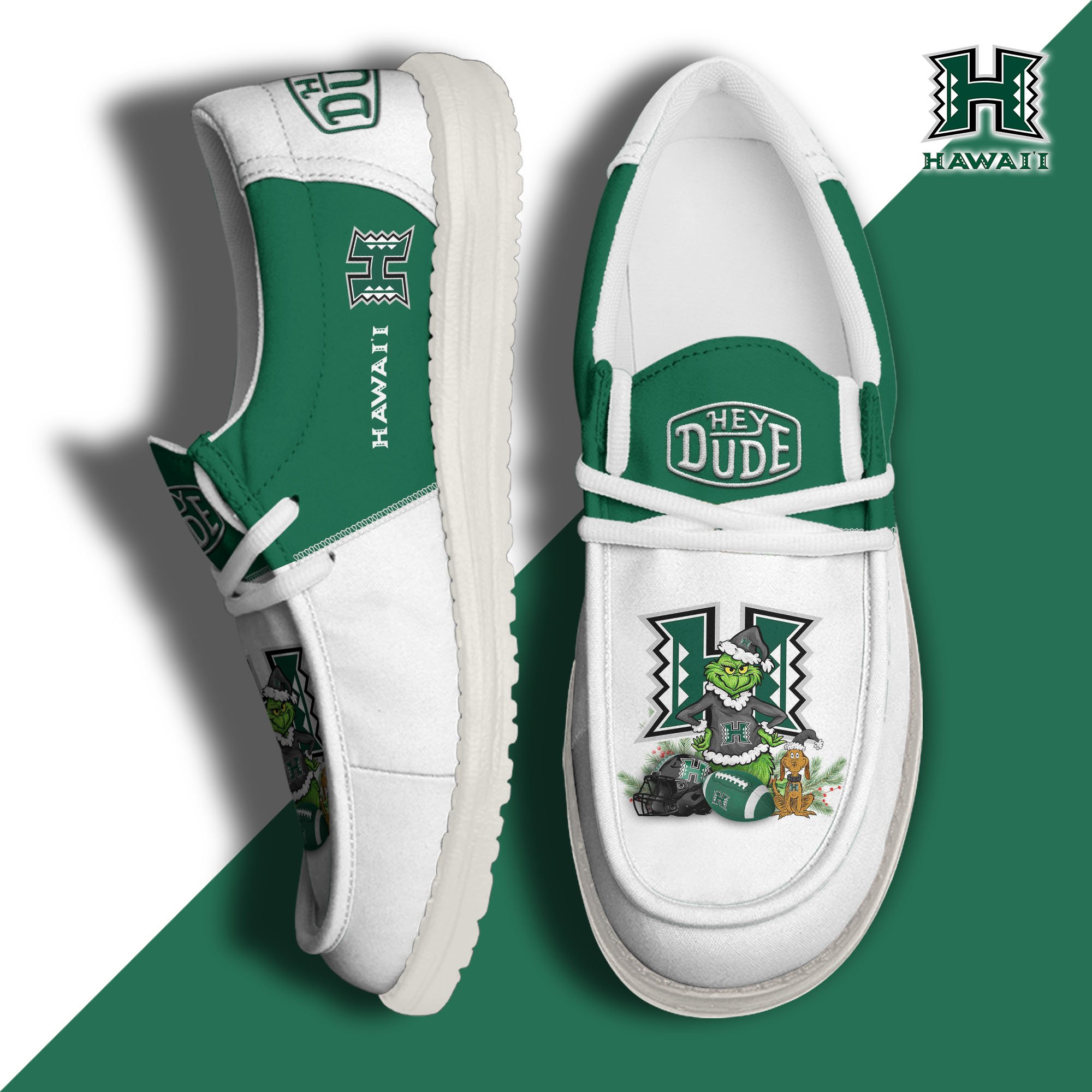 Hawaii Rainbow Warriors Football Hey Dude Canvas Loafer Shoes Custom Your Name 2024 version, Sport Shoes For Fan, Fan Gifts EHIVM-61211