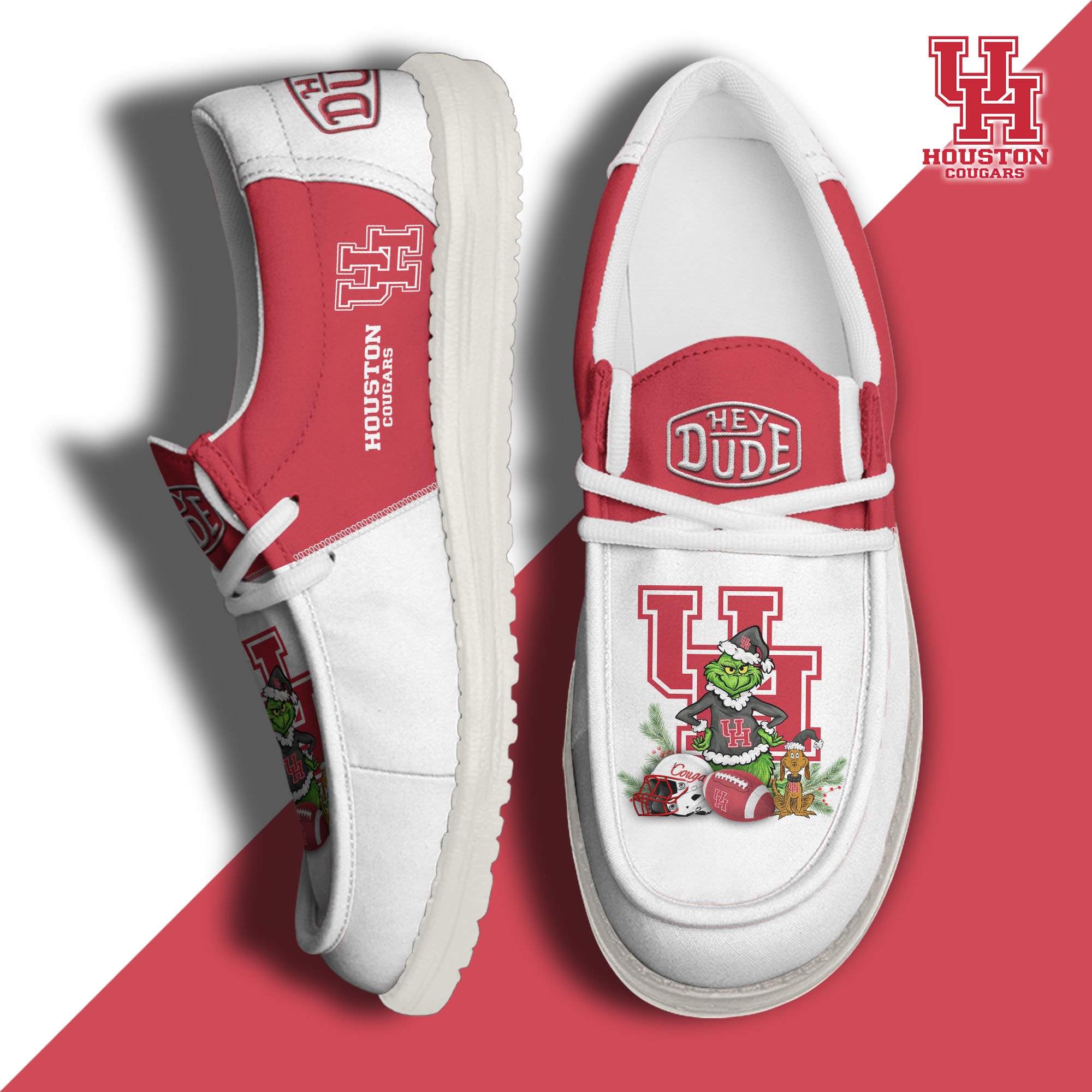 Houston Cougars Football Hey Dude Canvas Loafer Shoes Custom Your Name 2024 version, Sport Shoes For Fan, Fan Gifts EHIVM-61211