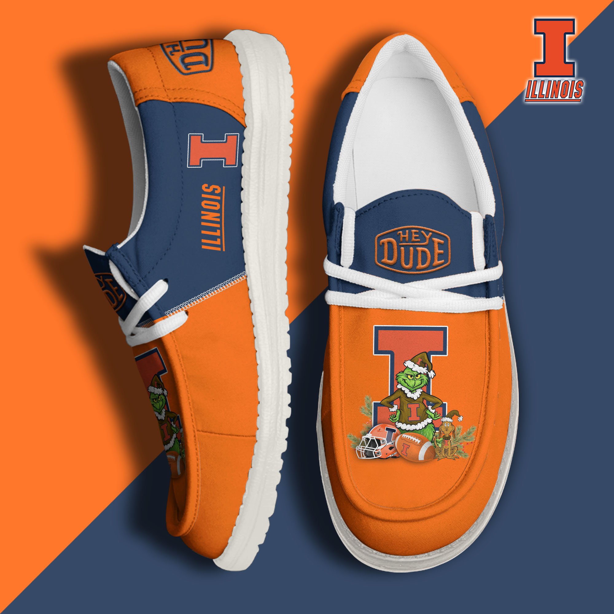 Illinois Fighting Illini Football Hey Dude Canvas Loafer Shoes Custom Your Name 2024 version, Sport Shoes For Fan, Fan Gifts EHIVM-61211