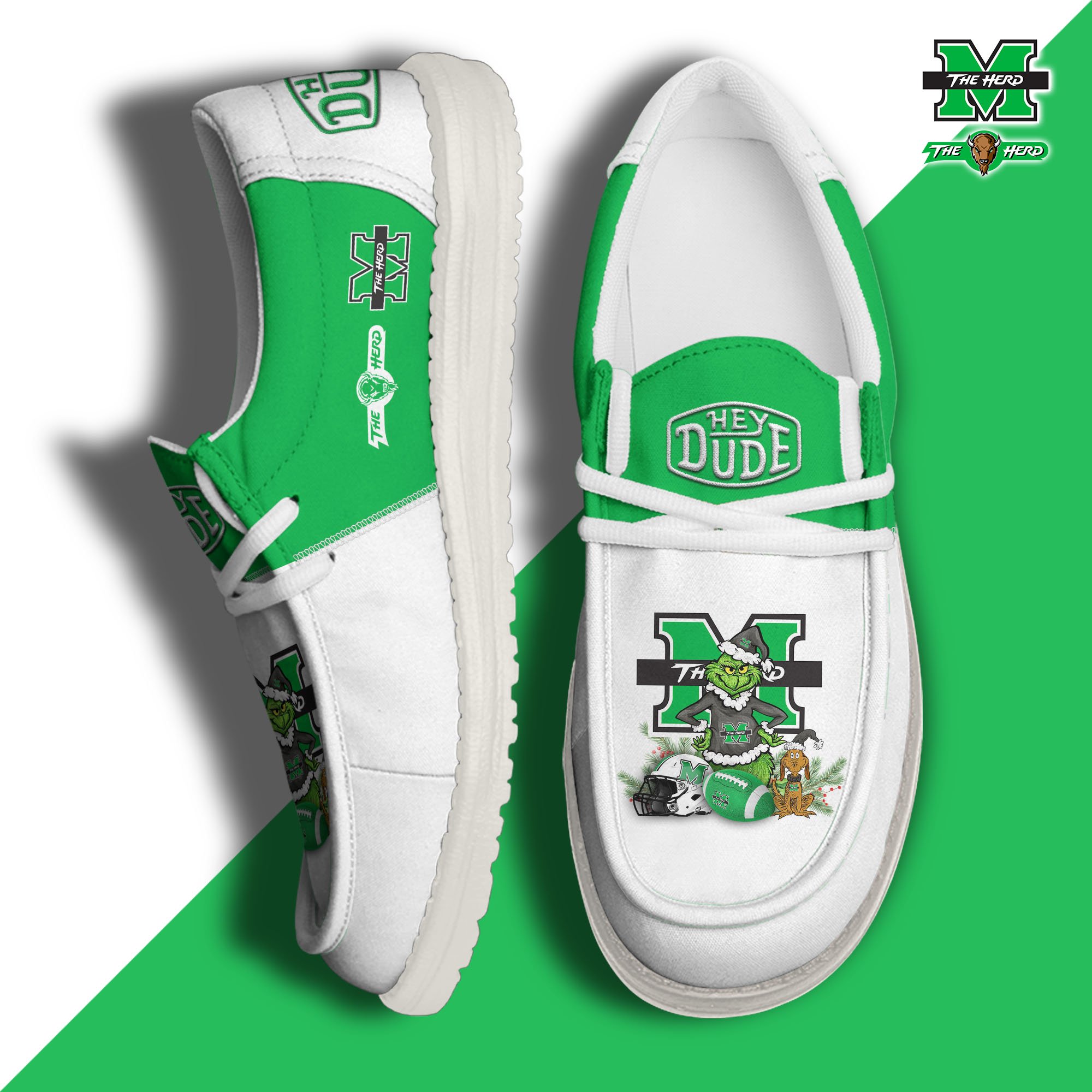 Marshall Thundering Herd Football Hey Dude Canvas Loafer Shoes Custom Your Name 2024 version, Sport Shoes For Fan, Fan Gifts EHIVM-61211