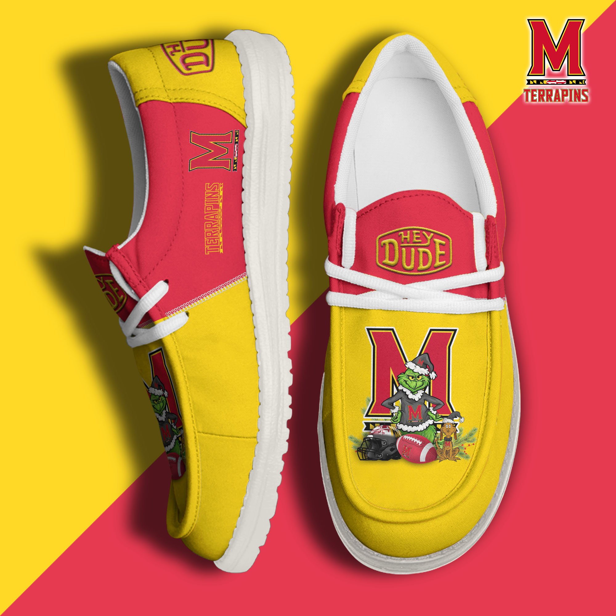 Maryland Terrapins Football Hey Dude Canvas Loafer Shoes Custom Your Name 2024 version, Sport Shoes For Fan, Fan Gifts EHIVM-61211