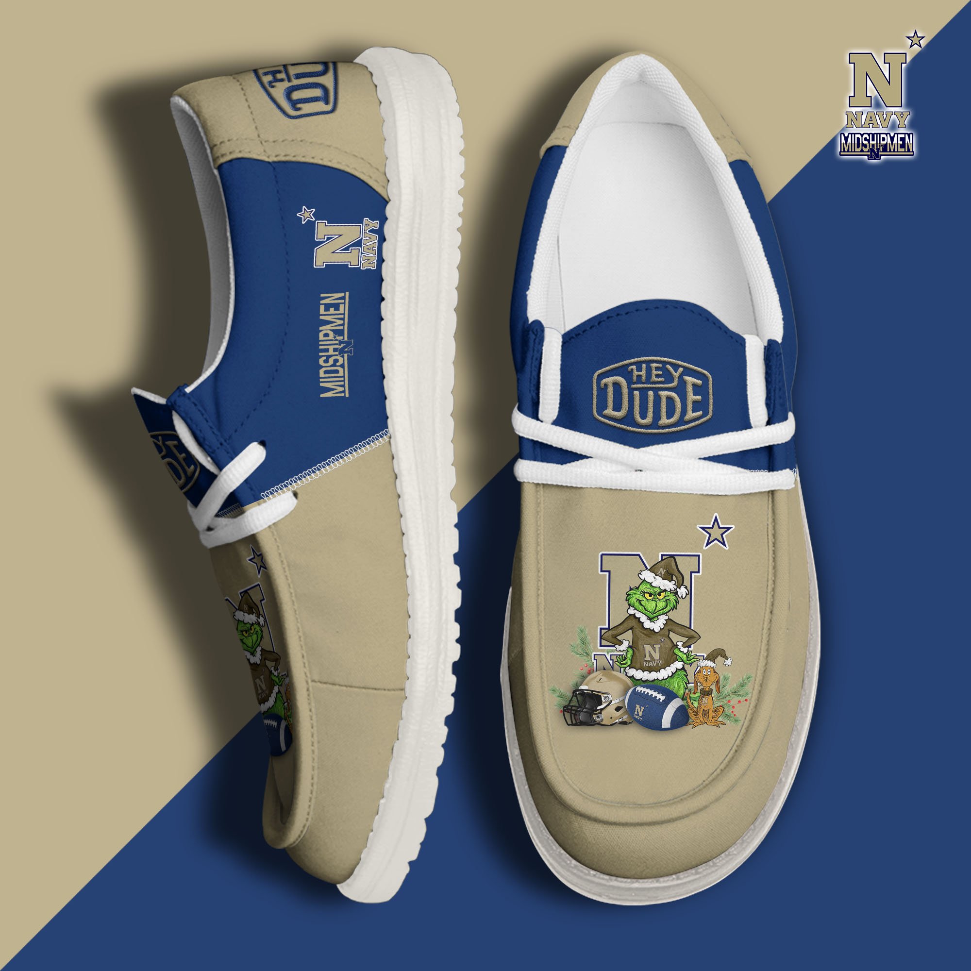 Navy Midshipmen Football Hey Dude Canvas Loafer Shoes Custom Your Name 2024 version, Sport Shoes For Fan, Fan Gifts EHIVM-61211