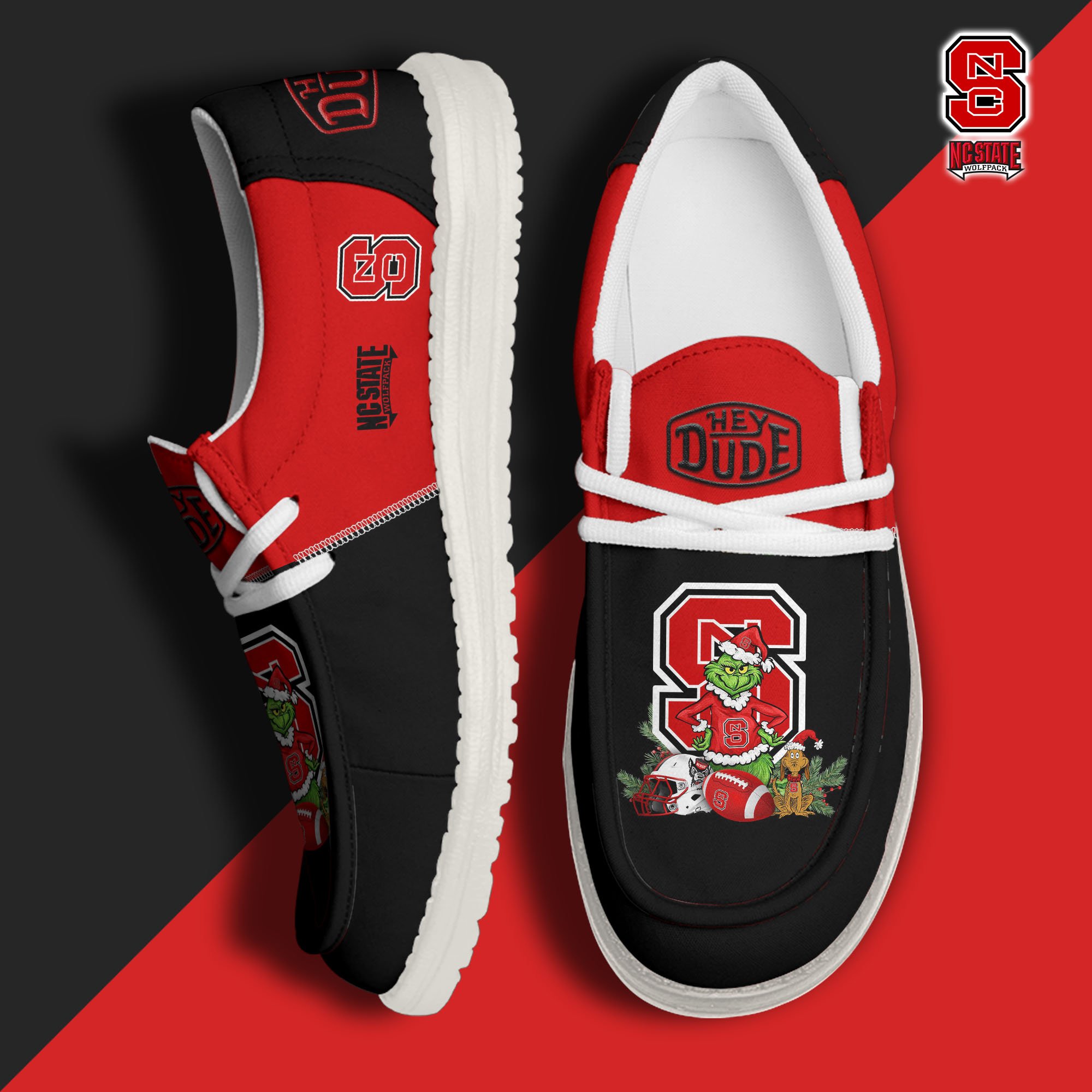 NC State Wolfpack Football Hey Dude Canvas Loafer Shoes Custom Your Name 2024 version, Sport Shoes For Fan, Fan Gifts EHIVM-61211