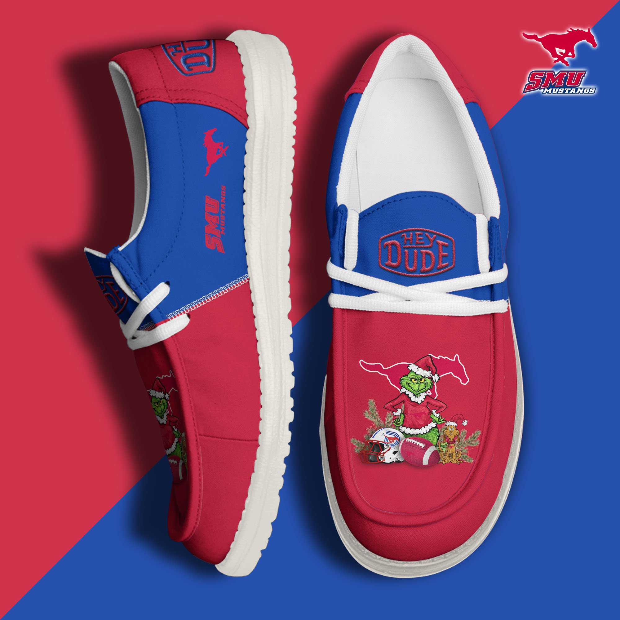 SMU Mustangs Football Hey Dude Canvas Loafer Shoes Custom Your Name 2024 version, Sport Shoes For Fan, Fan Gifts EHIVM-61211