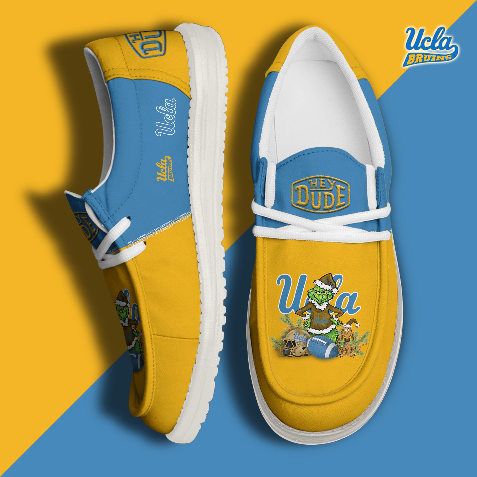 UCLA Bruins Football Hey Dude Canvas Loafer Shoes Custom Your Name 2024 version, Sport Shoes For Fan, Fan Gifts EHIVM-61211