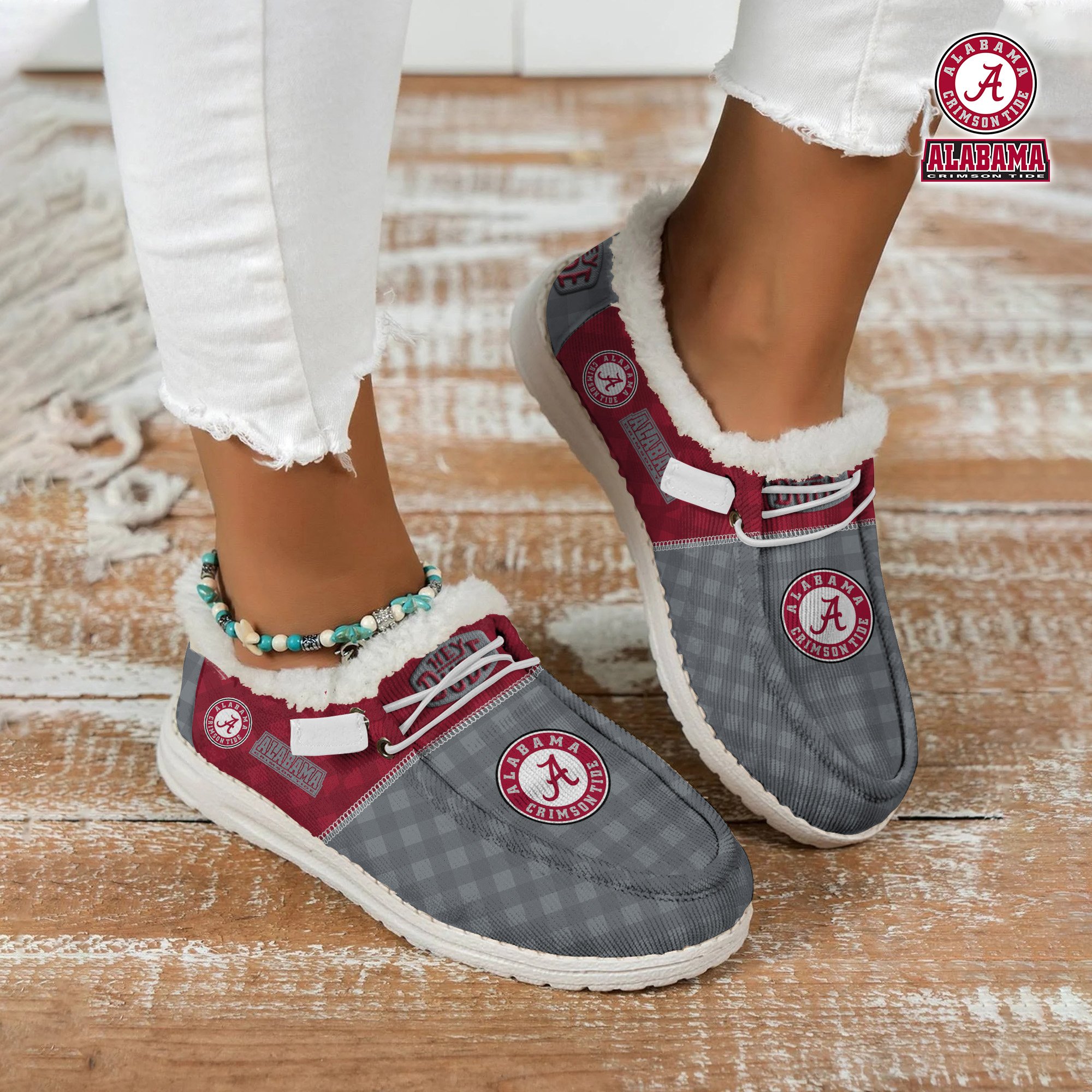 Alabama Crimson Tide Football Hey Dude With Warm Fur Lining Shoes Custom Your Name 2024 version, Sport Shoes For Fan, Fan Gifts EHIVM-61674