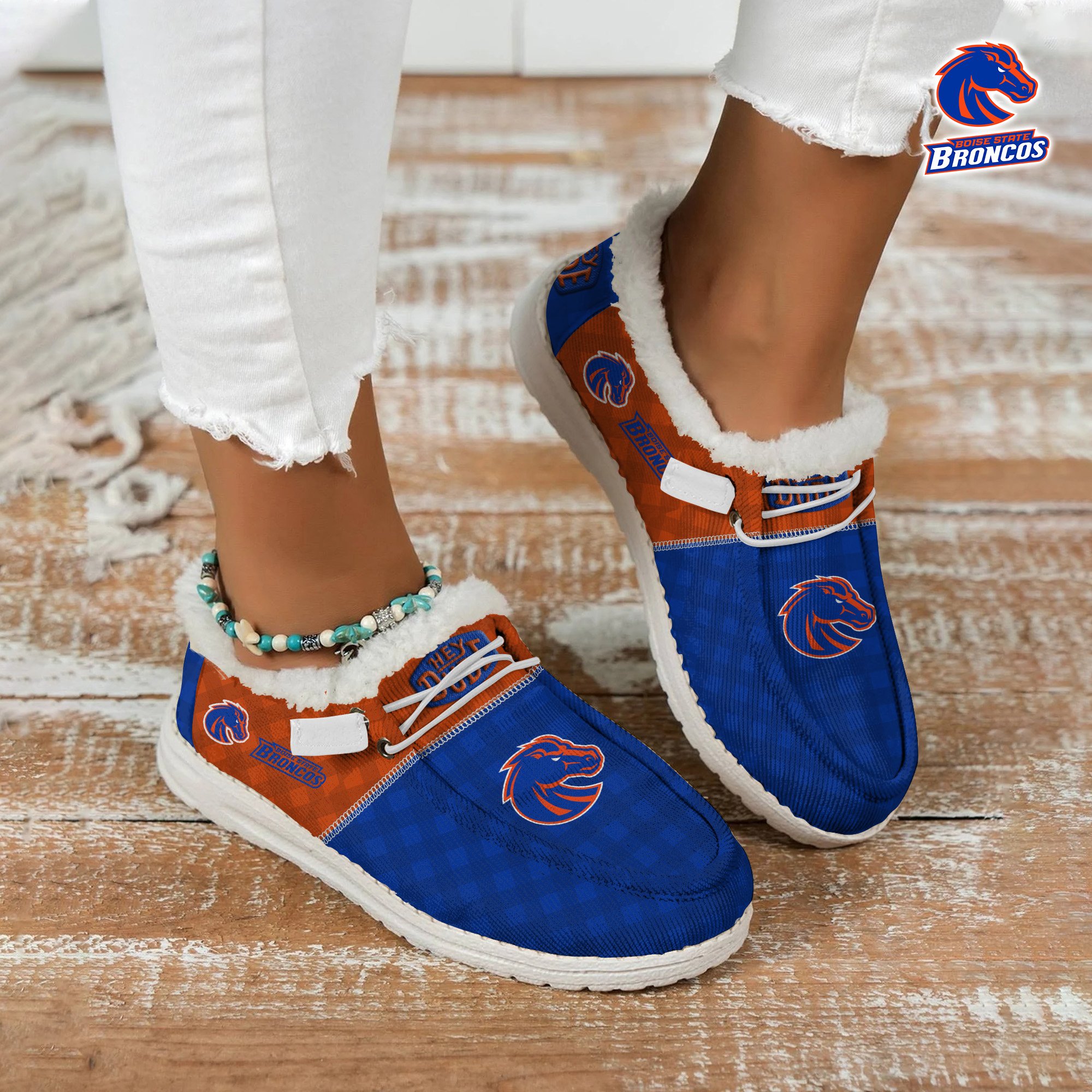 Boise State Broncos Football Hey Dude With Warm Fur Lining Shoes Custom Your Name 2024 version, Sport Shoes For Fan, Fan Gifts EHIVM-61674