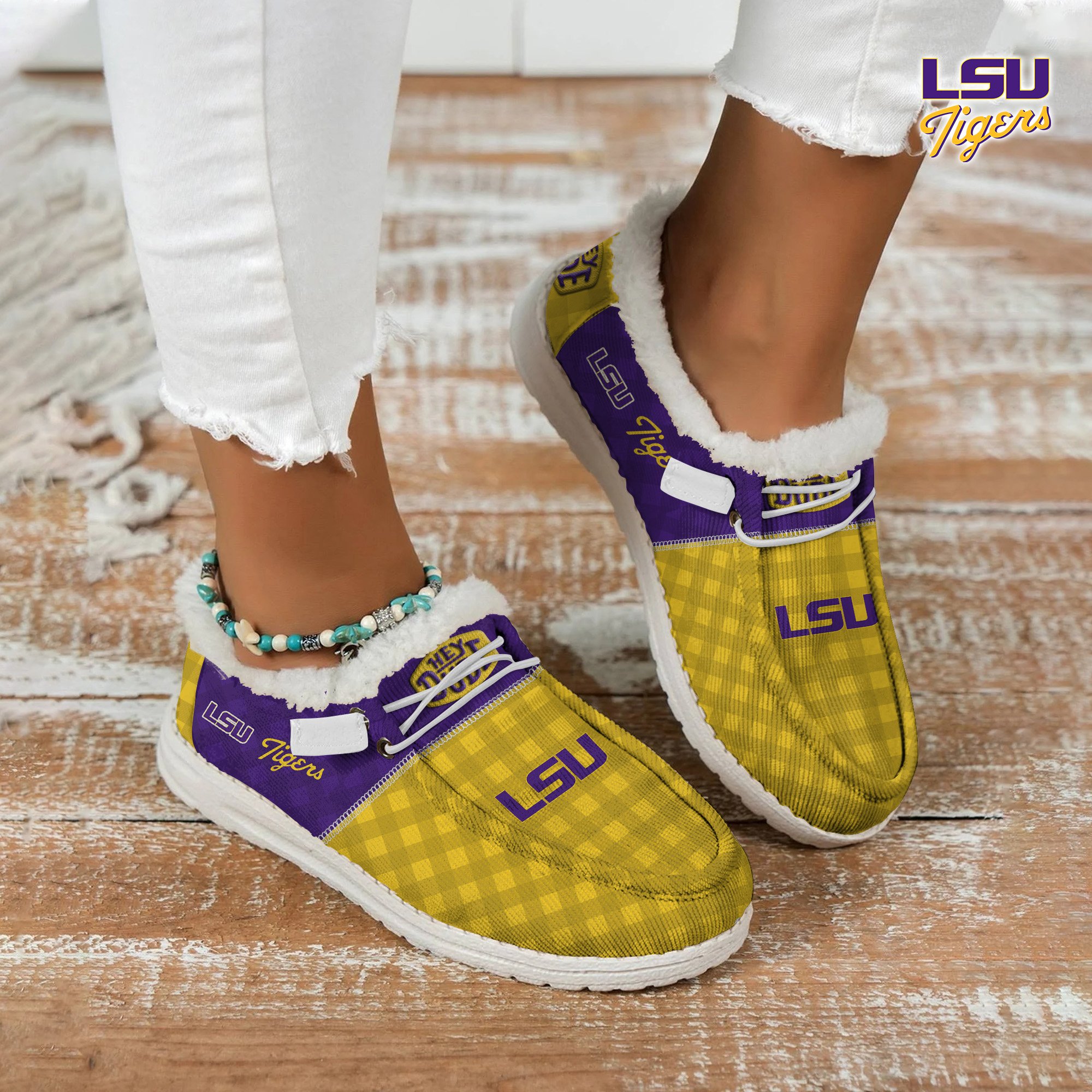 LSU TIGERS Football Hey Dude With Warm Fur Lining Shoes Custom Your Name 2024 version, Sport Shoes For Fan, Fan Gifts EHIVM-61674