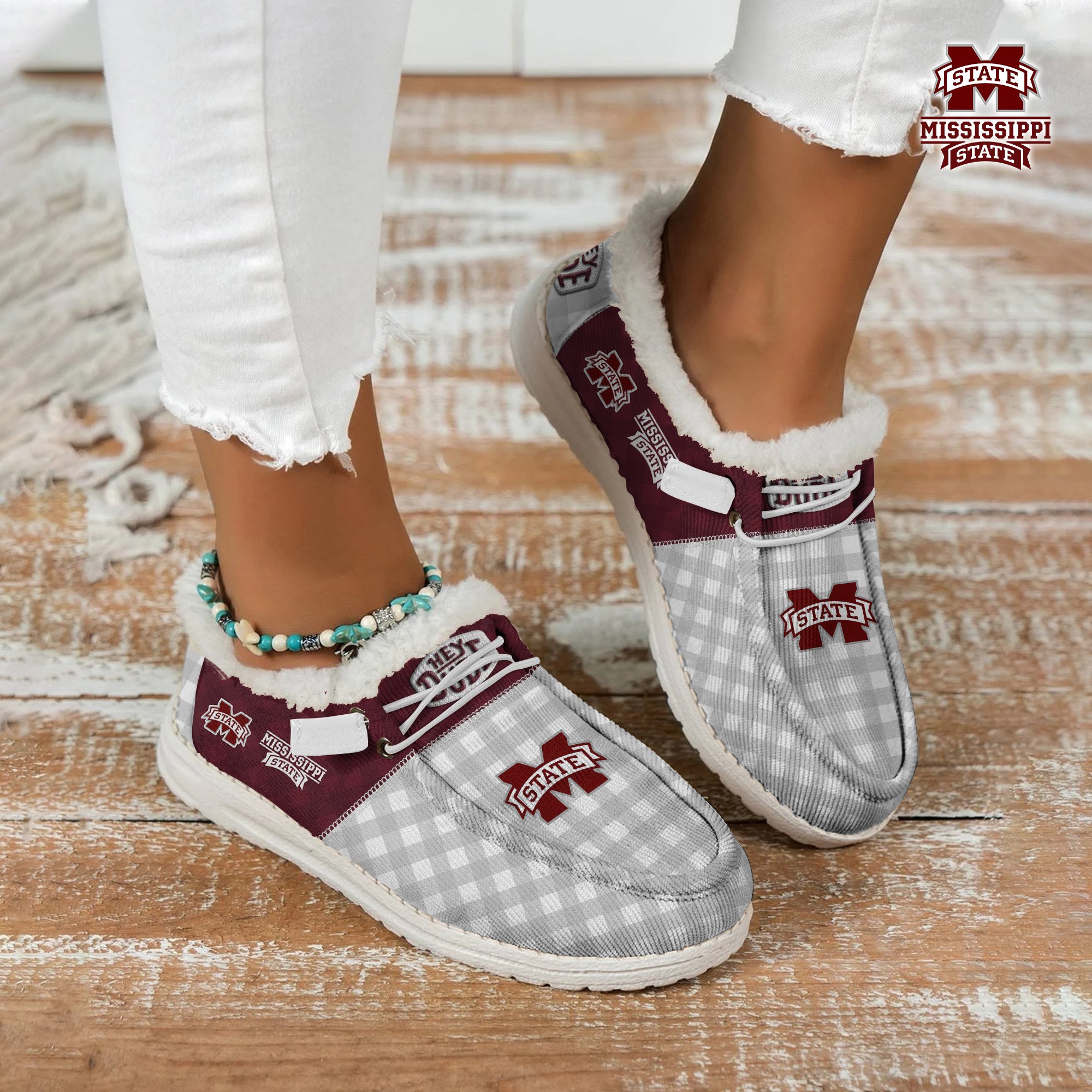 Mississippi State Bulldogs Football Hey Dude With Warm Fur Lining Shoes Custom Your Name 2024 version, Sport Shoes For Fan, Fan Gifts EHIVM-61674