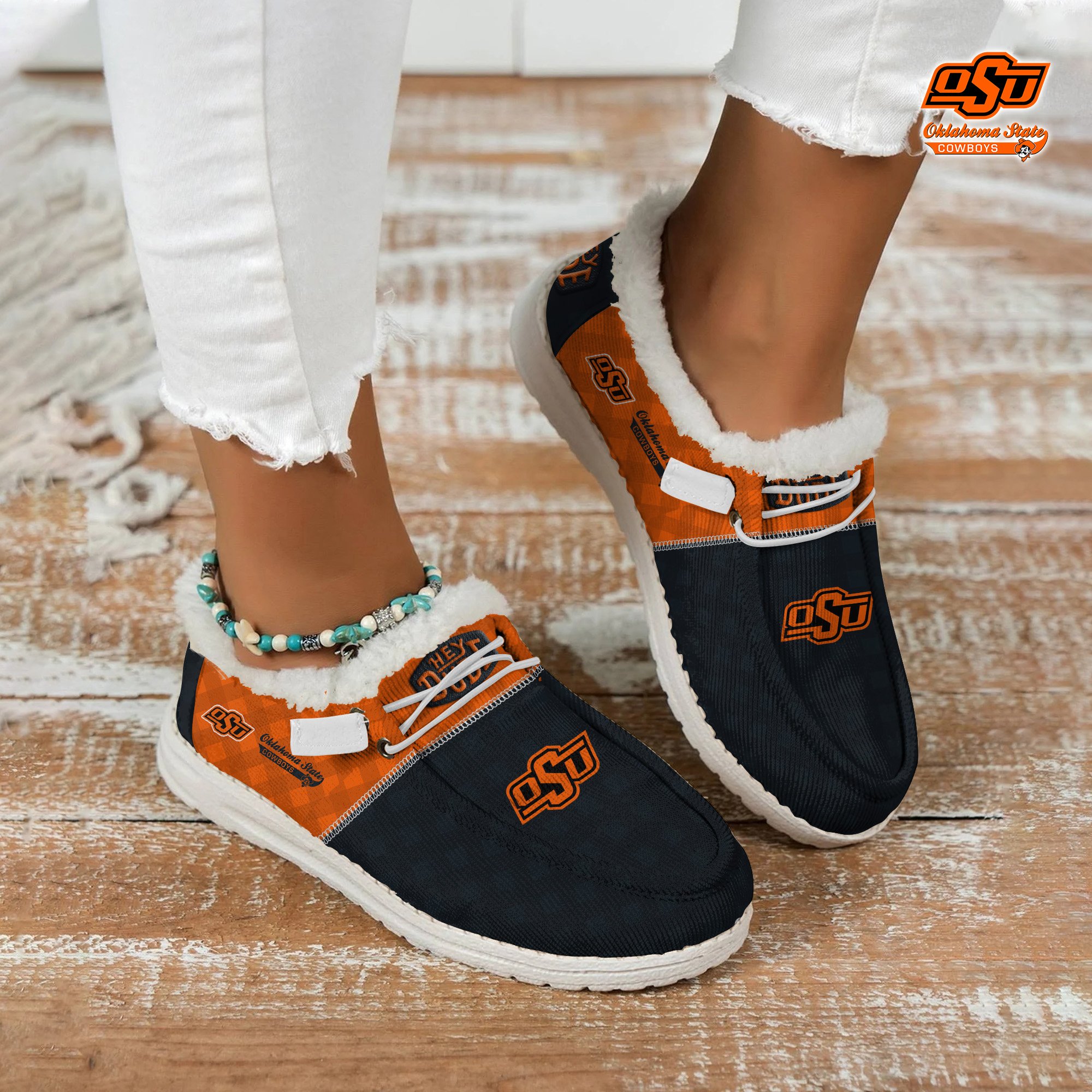 Oklahoma State Cowboys Football Hey Dude With Warm Fur Lining Shoes Custom Your Name 2024 version, Sport Shoes For Fan, Fan Gifts EHIVM-61674