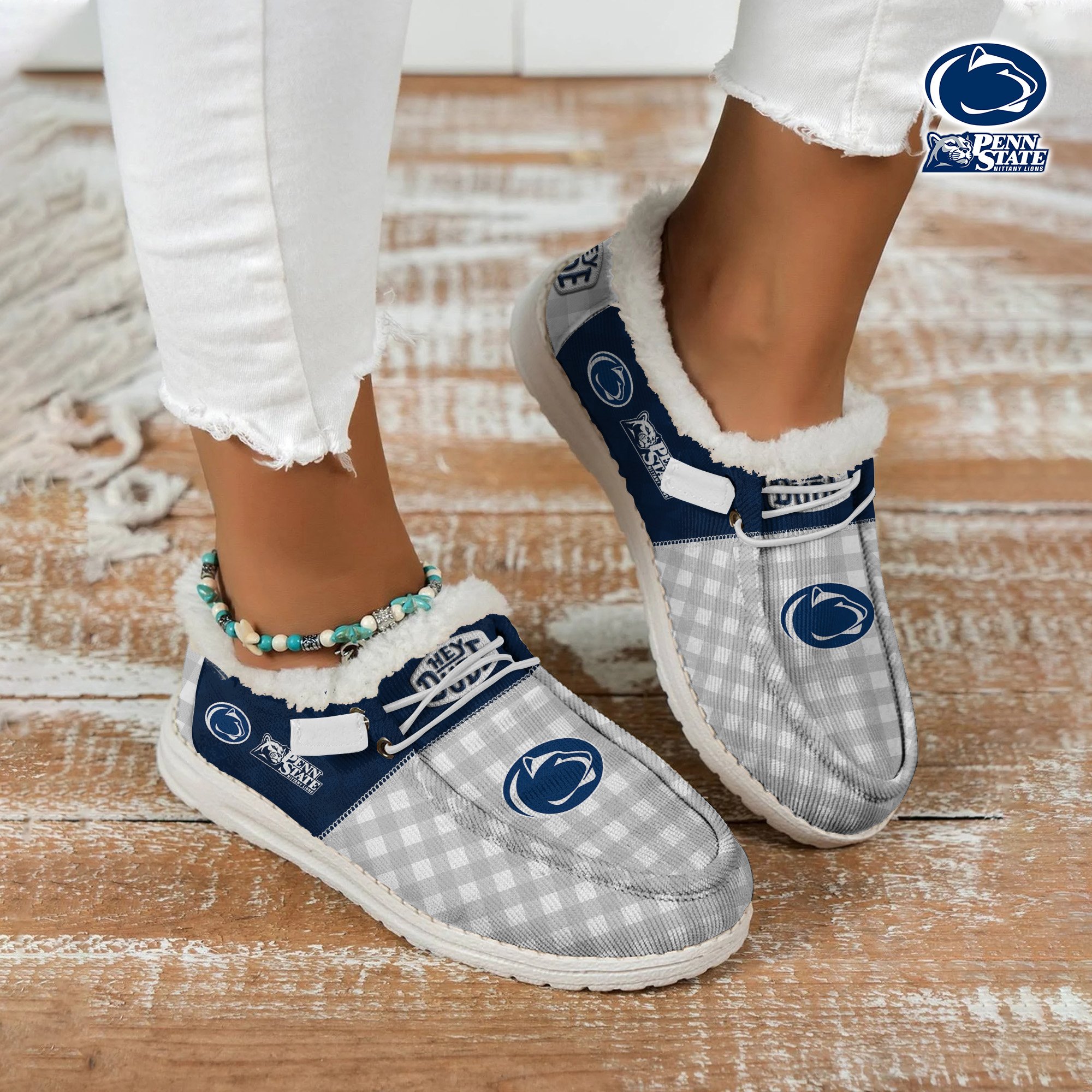 Penn State Nittany Lions Football Hey Dude With Warm Fur Lining Shoes Custom Your Name 2024 version, Sport Shoes For Fan, Fan Gifts EHIVM-61674