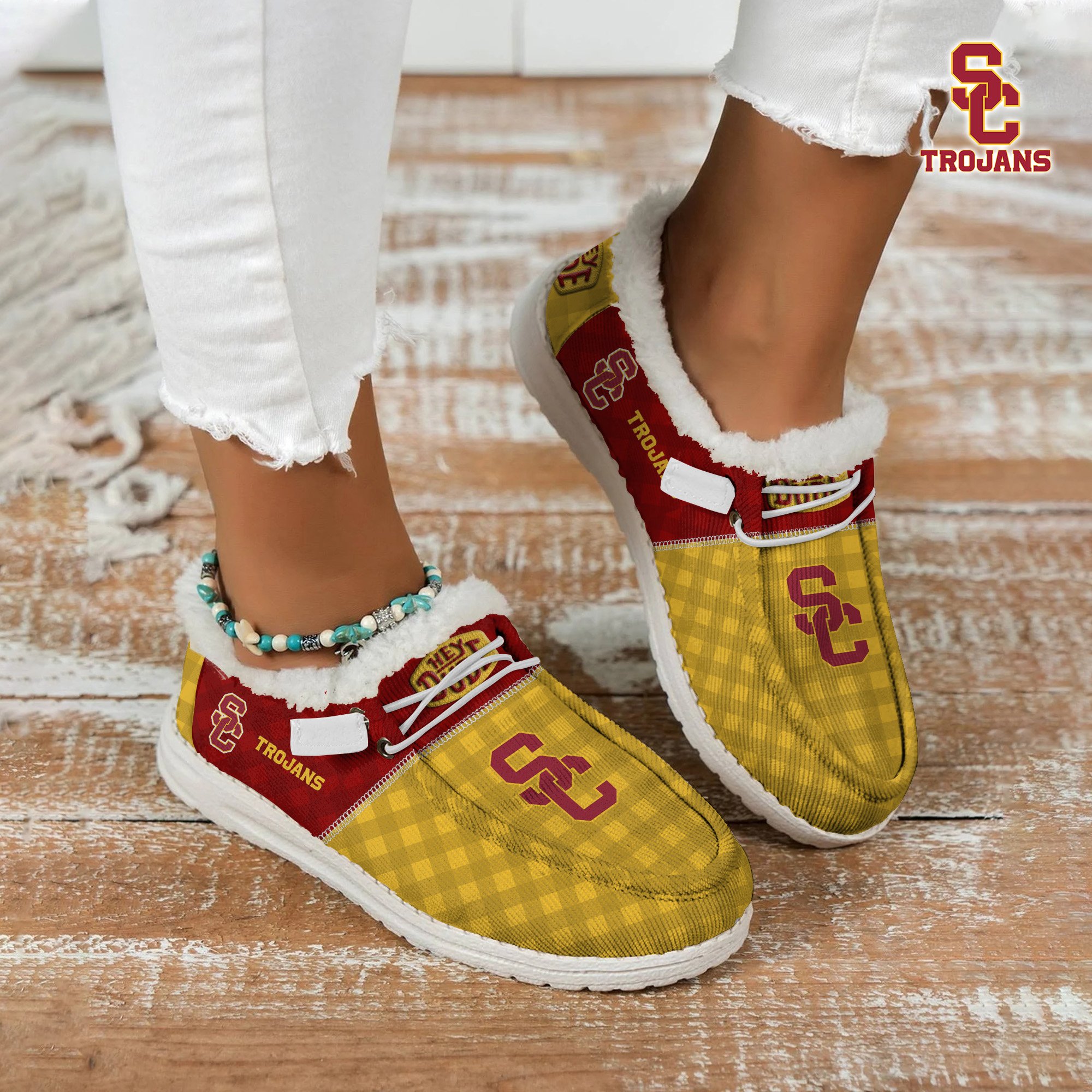 USC Trojans Football Hey Dude With Warm Fur Lining Shoes Custom Your Name 2024 version, Sport Shoes For Fan, Fan Gifts EHIVM-61674