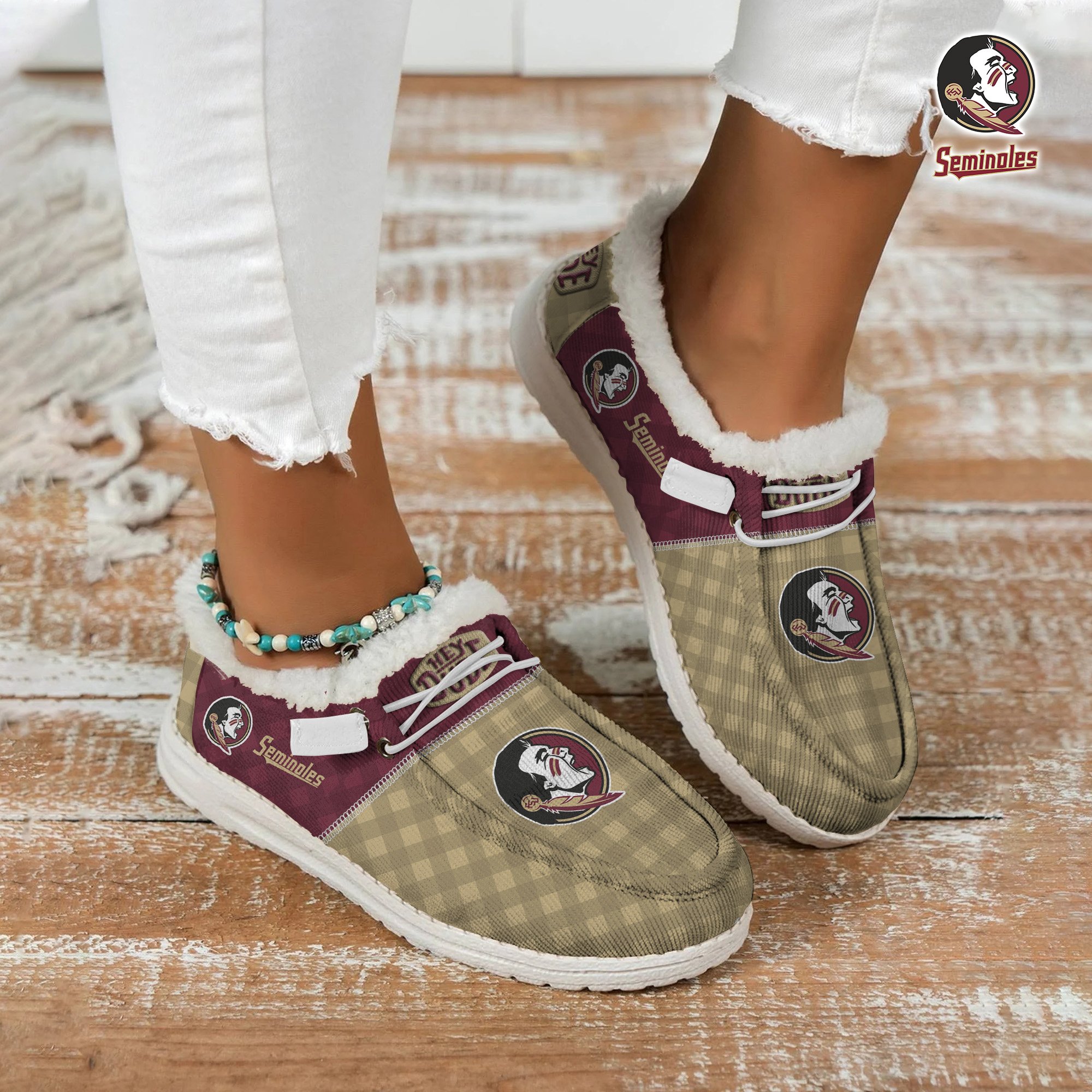 Florida State Seminoles Football Hey Dude With Warm Fur Lining Shoes Custom Your Name 2024 version, Sport Shoes For Fan, Fan Gifts EHIVM-61674