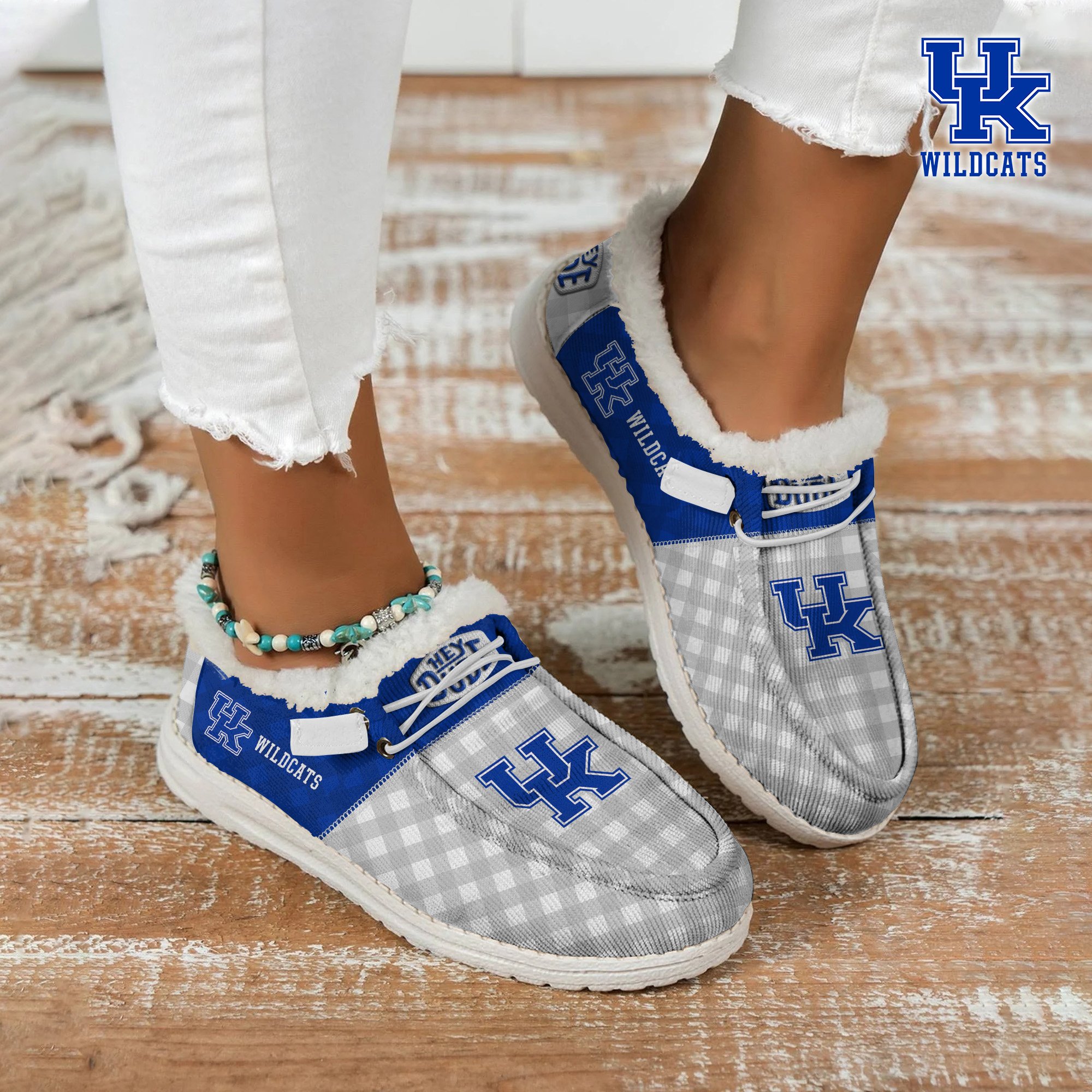 Kentucky Wildcats Football Hey Dude With Warm Fur Lining Shoes Custom Your Name 2024 version, Sport Shoes For Fan, Fan Gifts EHIVM-61674