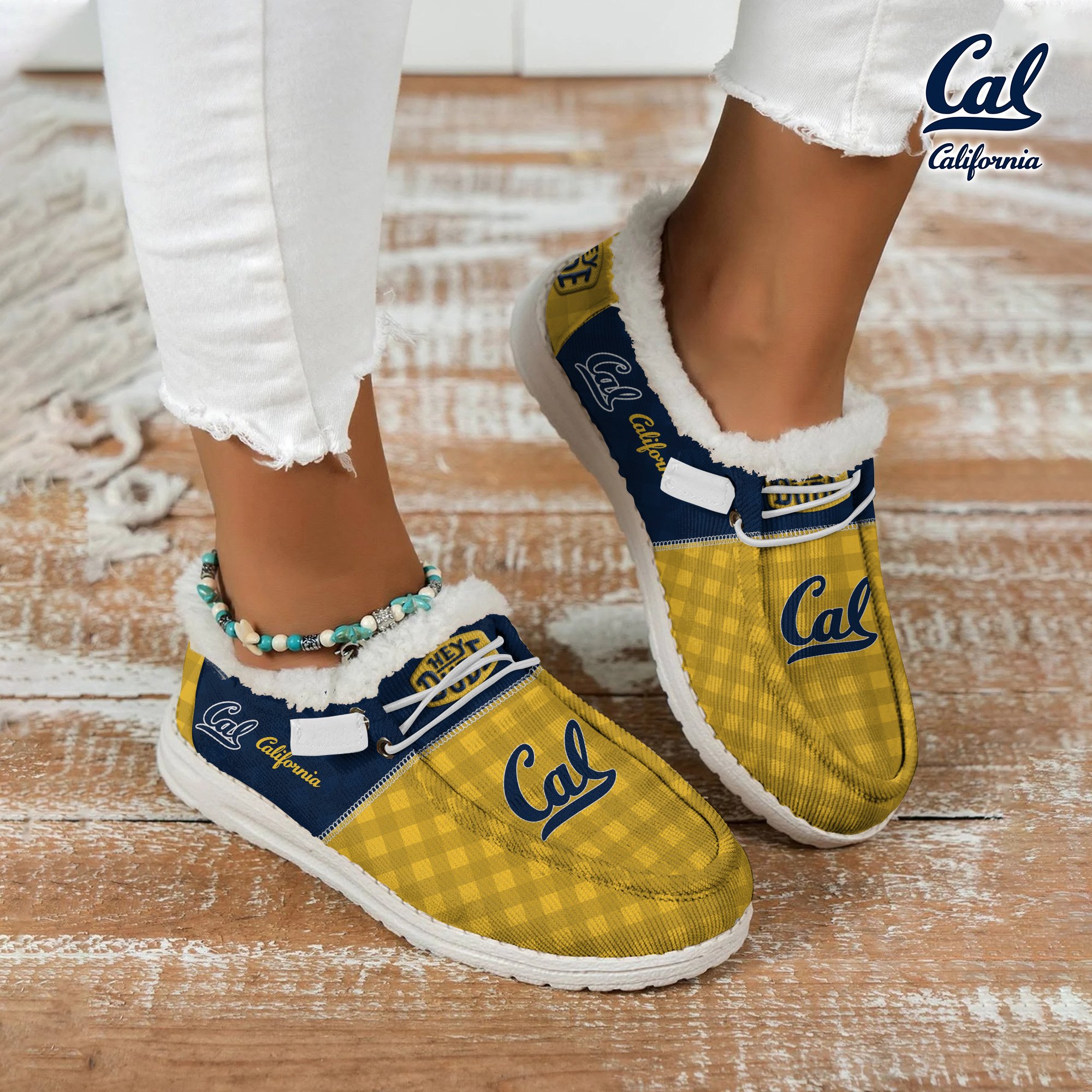 California Golden Bears Football Hey Dude With Warm Fur Lining Shoes Custom Your Name 2024 version, Sport Shoes For Fan, Fan Gifts EHIVM-61674