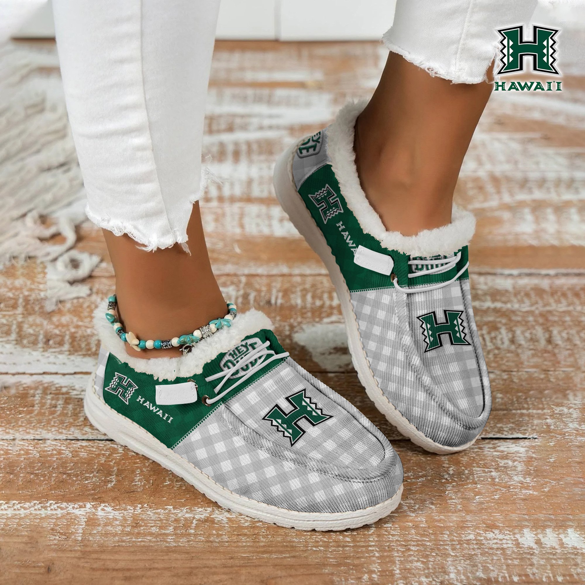 Hawaii Rainbow Warriors Football Hey Dude With Warm Fur Lining Shoes Custom Your Name 2024 version, Sport Shoes For Fan, Fan Gifts EHIVM-61674