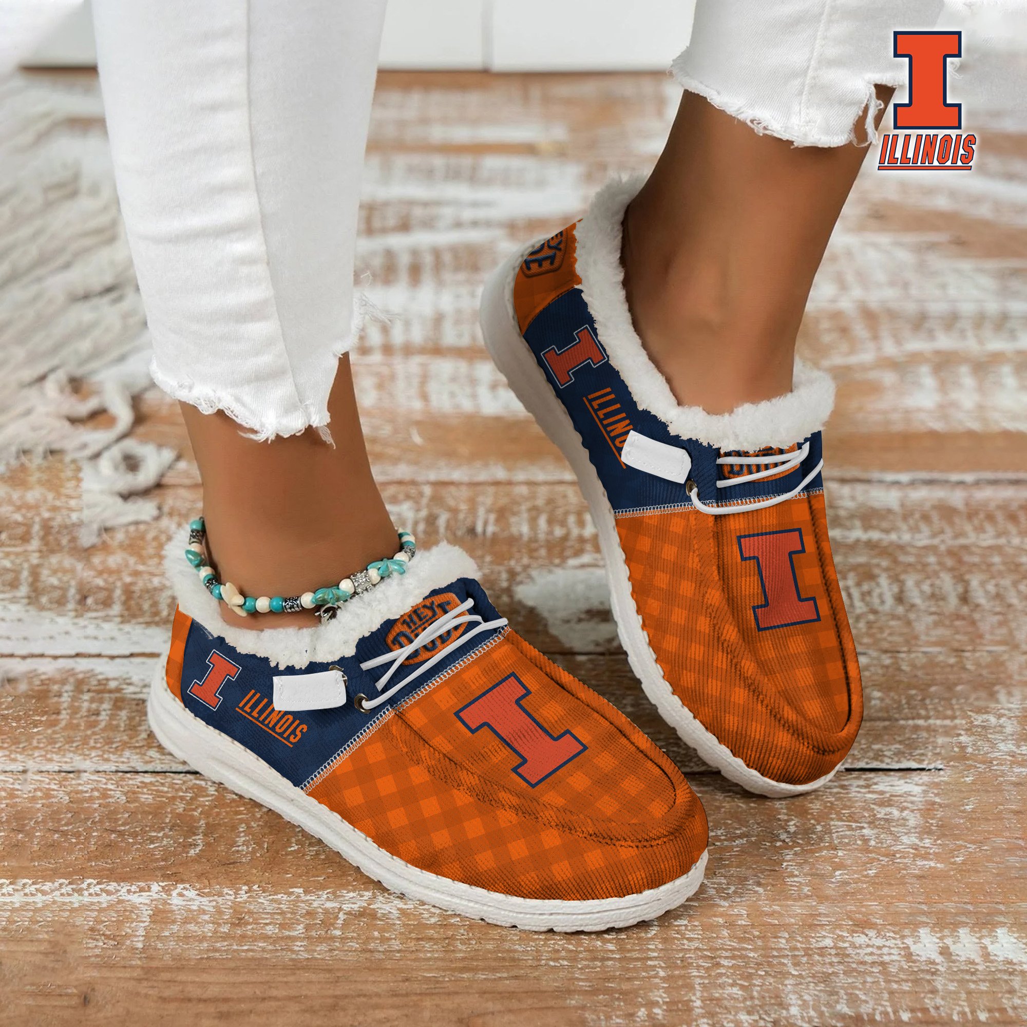 Illinois Fighting Illini Football Hey Dude With Warm Fur Lining Shoes Custom Your Name 2024 version, Sport Shoes For Fan, Fan Gifts EHIVM-61674