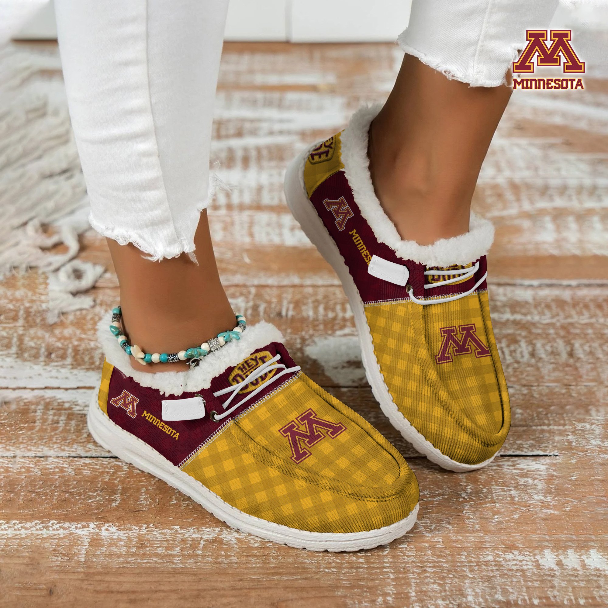 Minnesota Golden Gophers Football Hey Dude With Warm Fur Lining Shoes Custom Your Name 2024 version, Sport Shoes For Fan, Fan Gifts EHIVM-61674