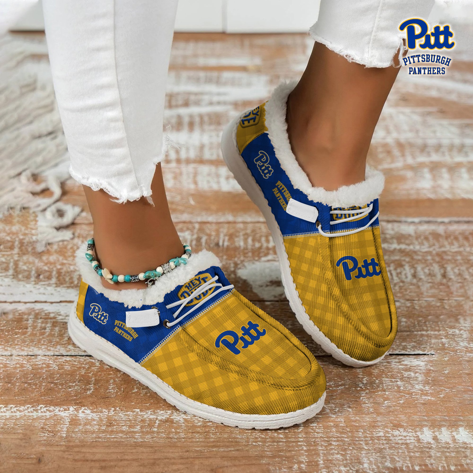 Pittsburgh Panthers Football Hey Dude With Warm Fur Lining Shoes Custom Your Name 2024 version, Sport Shoes For Fan, Fan Gifts EHIVM-61674