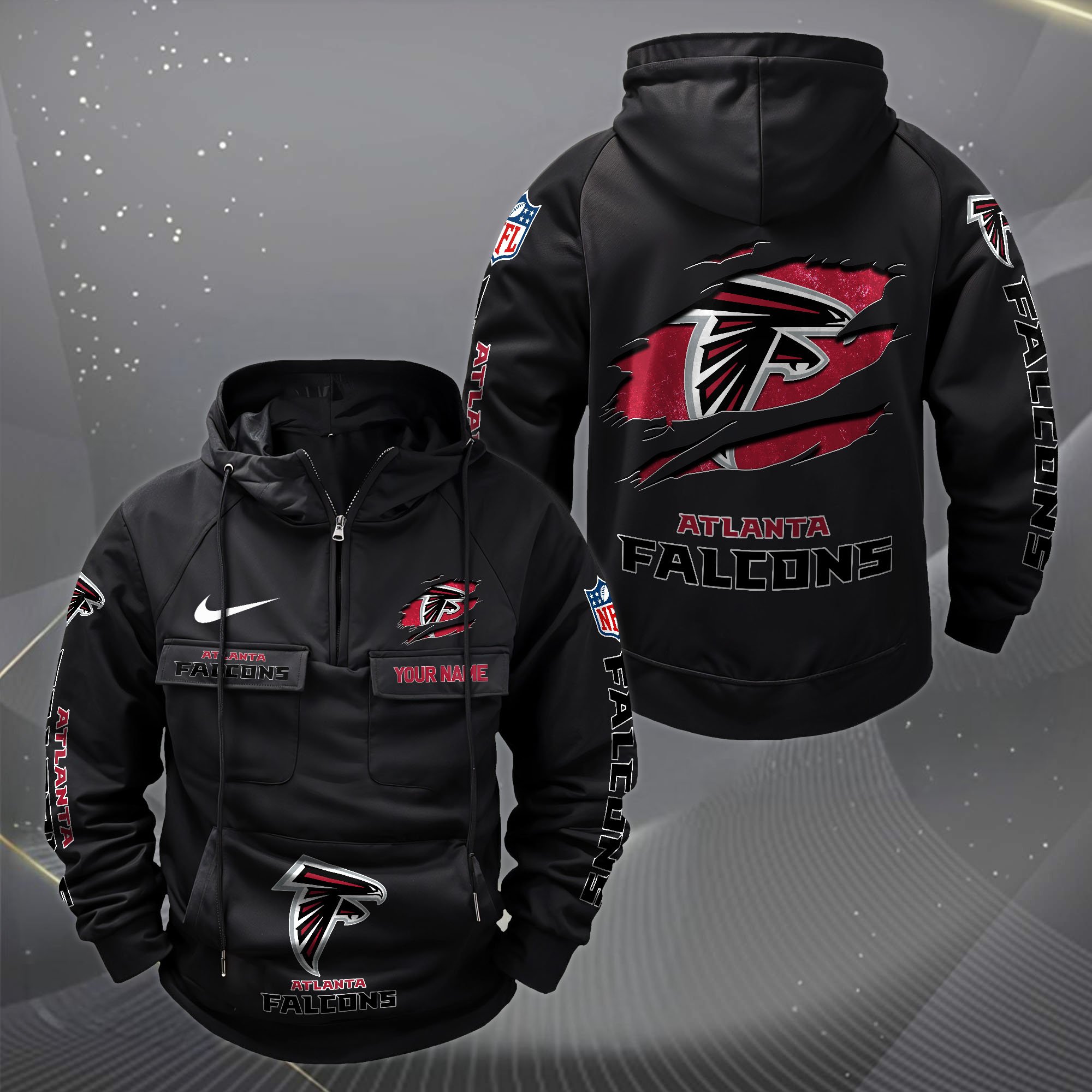 Atlanta Falcons Vintage Men Hoodie Custom Your Name,  Sport Hoodie, Sport Gifts For Fan EHIVM-62731