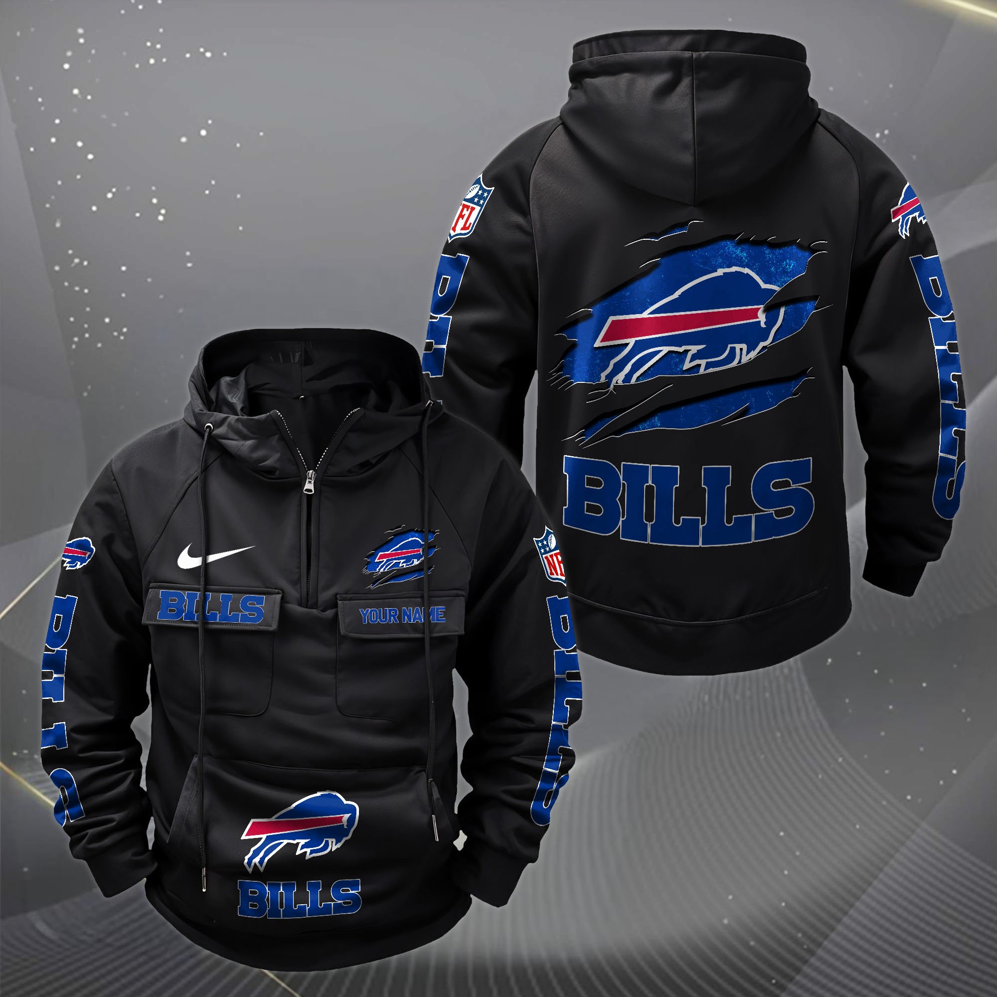 Buffalo Bills Vintage Men Hoodie Custom Your Name,  Sport Hoodie, Sport Gifts For Fan EHIVM-62731