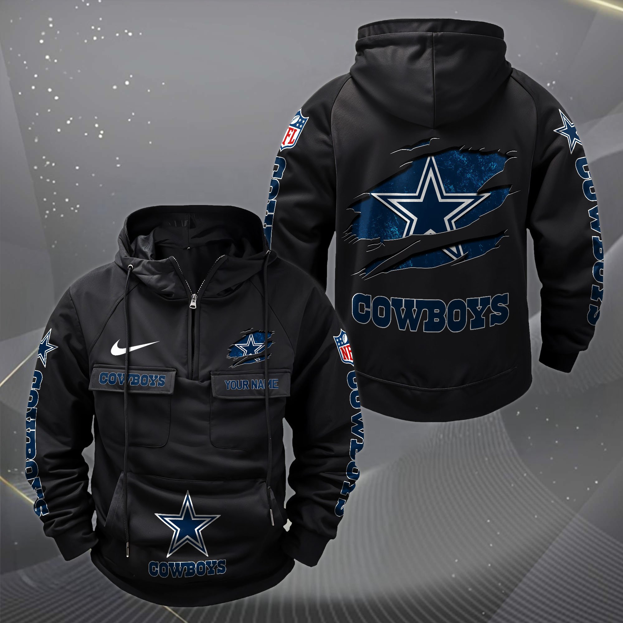 Dallas Cowboys Vintage Men Hoodie Custom Your Name,  Sport Hoodie, Sport Gifts For Fan EHIVM-62731