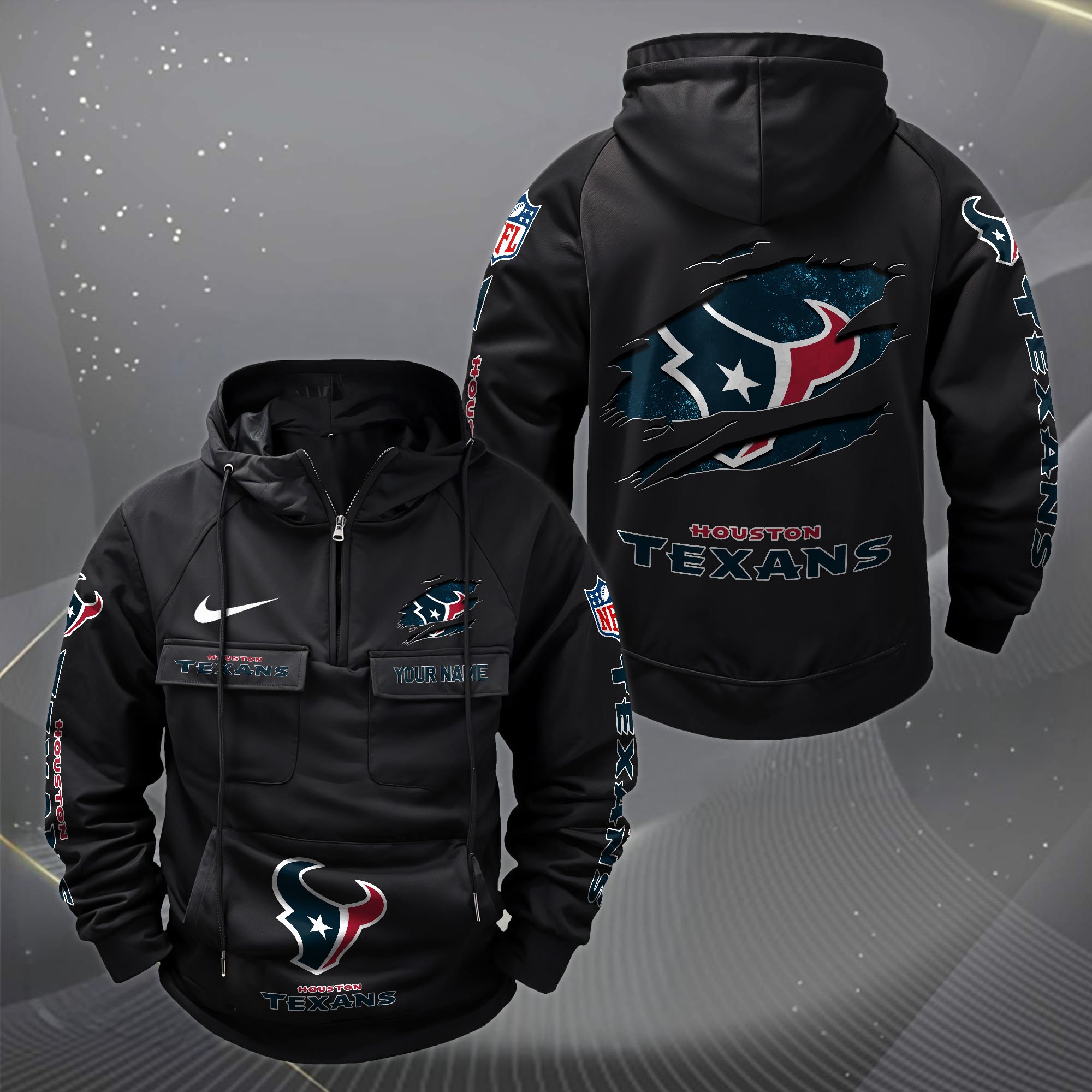 Houston Texans Vintage Men Hoodie Custom Your Name,  Sport Hoodie, Sport Gifts For Fan EHIVM-62731