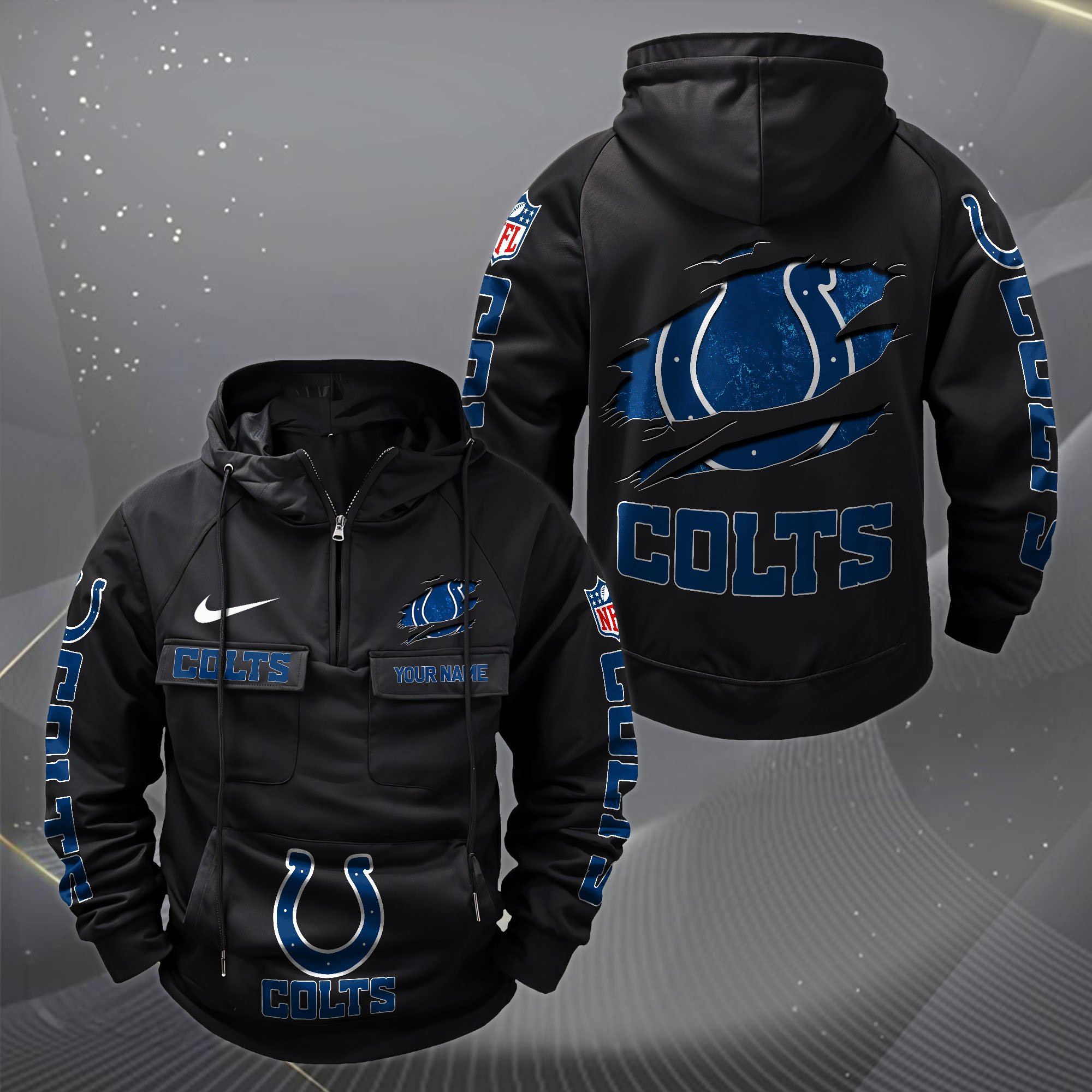 Indianapolis Colts Vintage Men Hoodie Custom Your Name,  Sport Hoodie, Sport Gifts For Fan EHIVM-62731