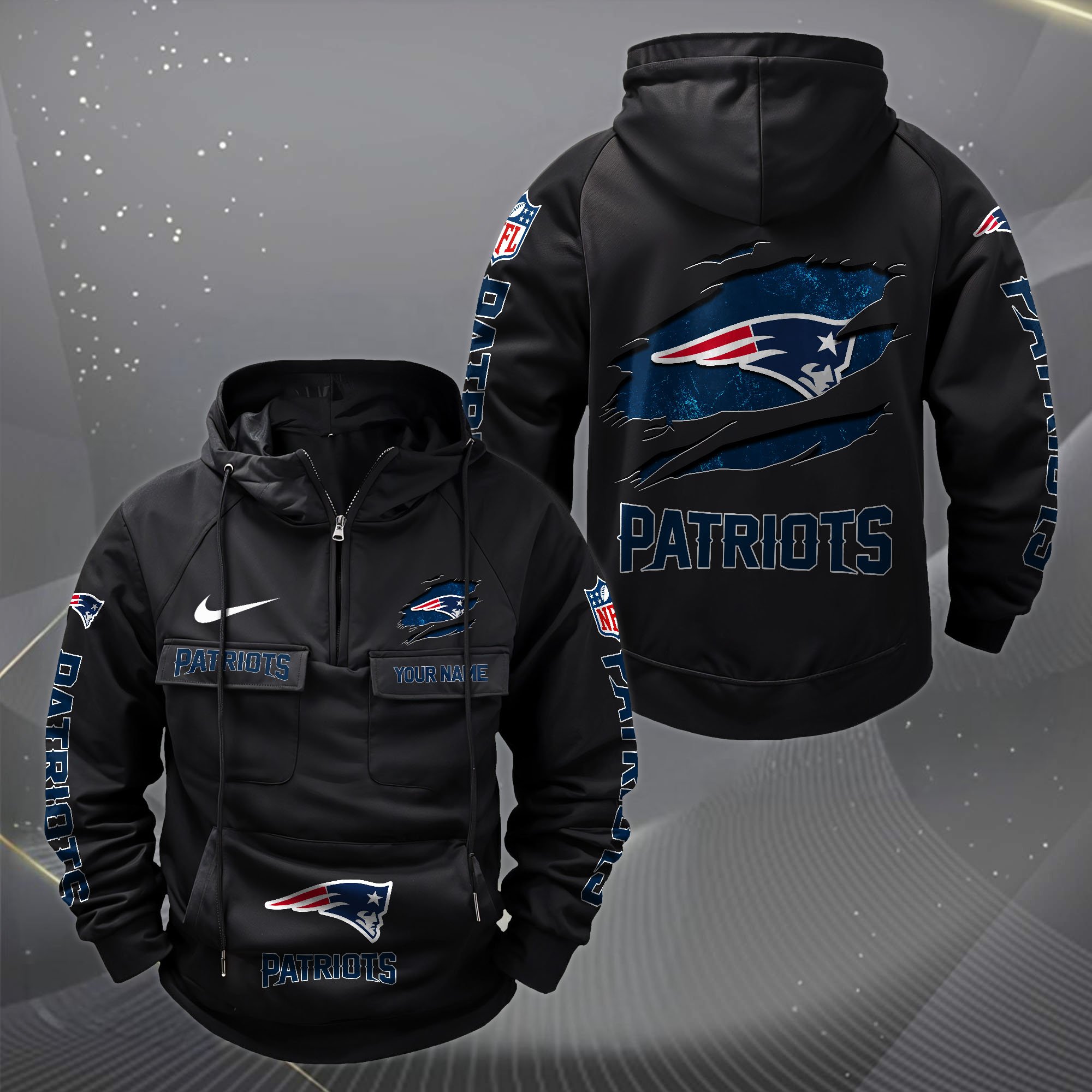 New England Patriots Vintage Men Hoodie Custom Your Name,  Sport Hoodie, Sport Gifts For Fan EHIVM-62731