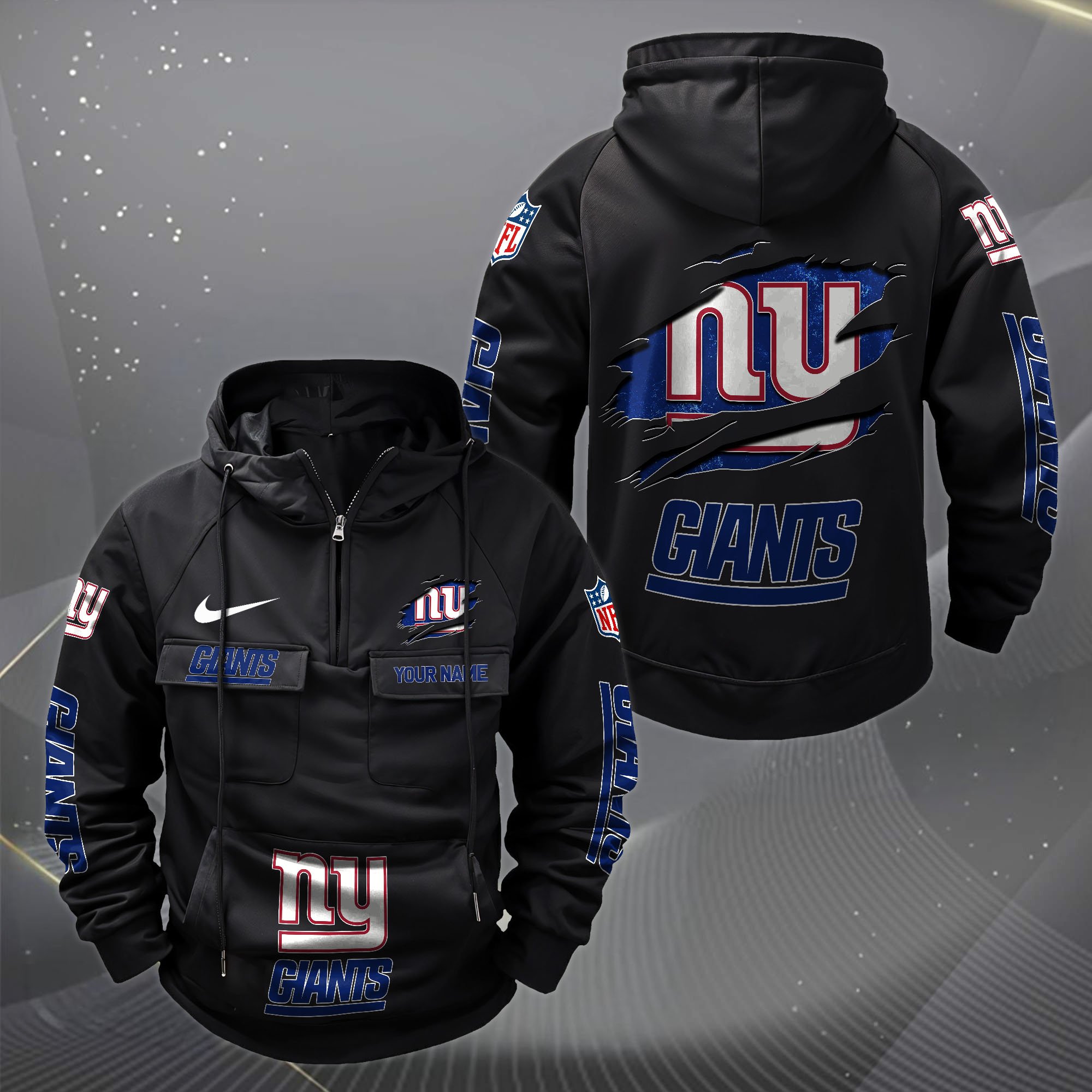 New York Giants Vintage Men Hoodie Custom Your Name,  Sport Hoodie, Sport Gifts For Fan EHIVM-62731