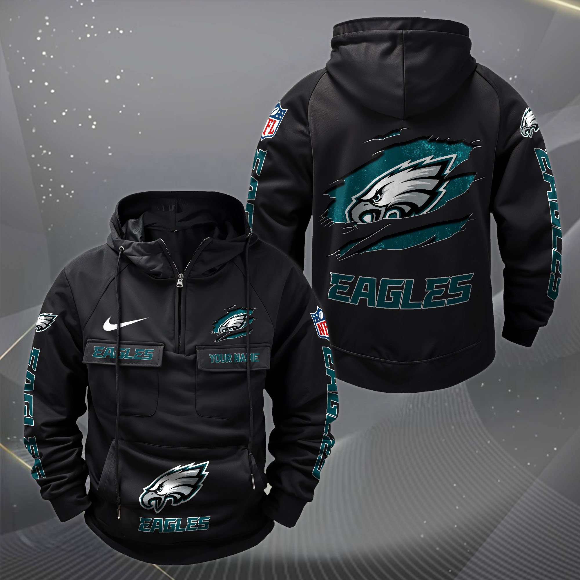 Philadelphia Eagles Vintage Men Hoodie Custom Your Name,  Sport Hoodie, Sport Gifts For Fan EHIVM-62731