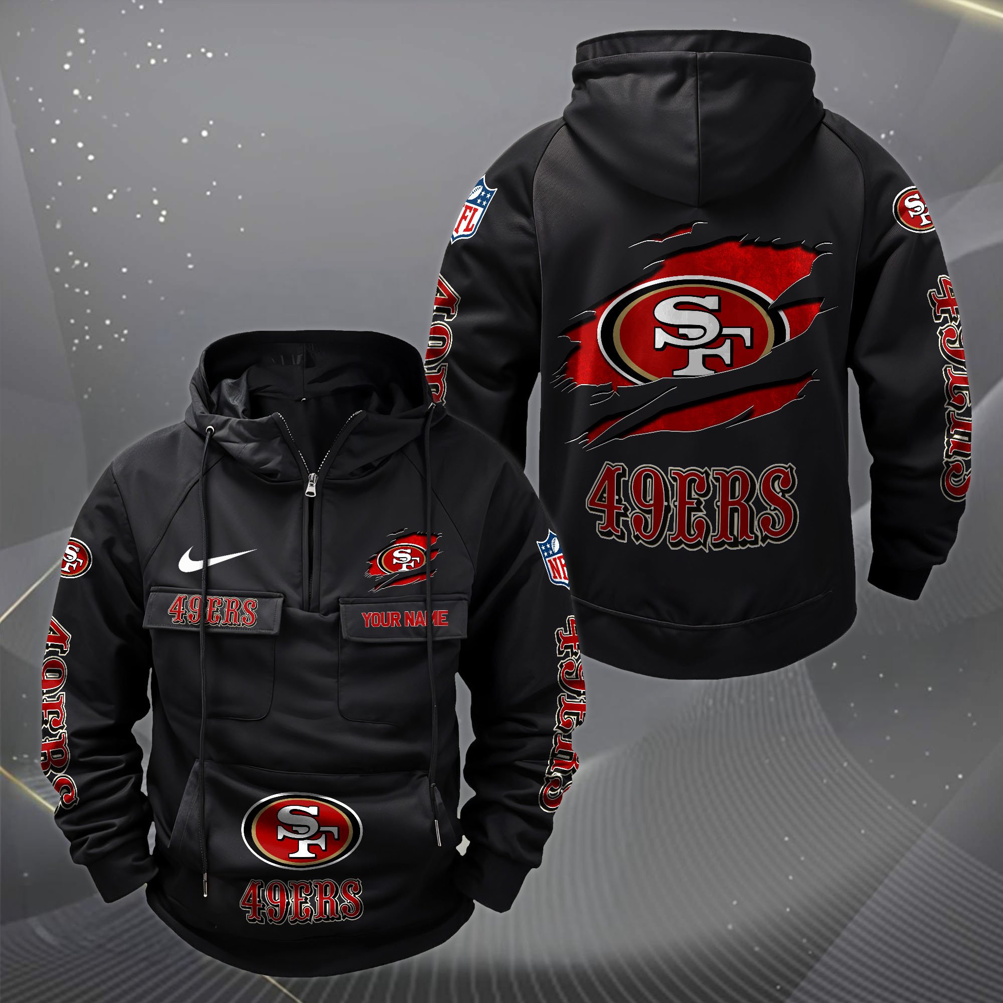 San Francisco 49ers Vintage Men Hoodie Custom Your Name,  Sport Hoodie, Sport Gifts For Fan EHIVM-62731