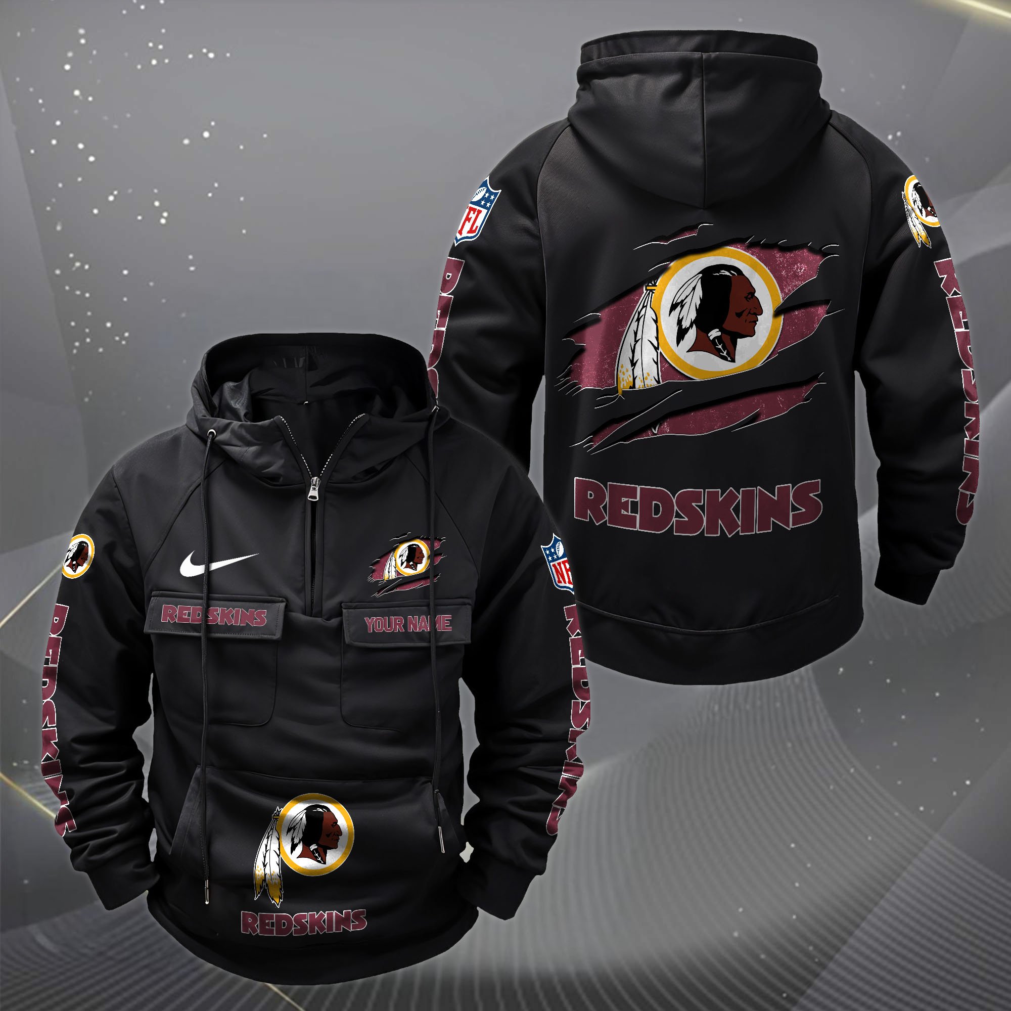 Washington Redskins Vintage Men Hoodie Custom Your Name,  Sport Hoodie, Sport Gifts For Fan EHIVM-62731