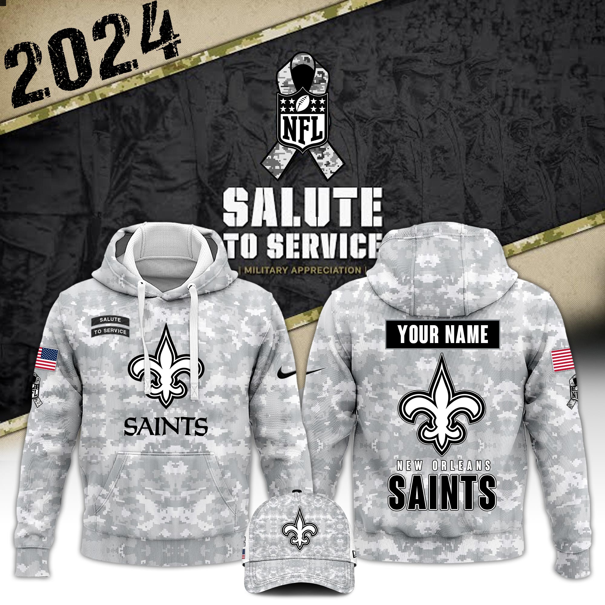 New Orleans Saints Hoodie And Sweatpants Custom Your Name 2024 Versions, Sport Hoodie And Sweatpants, Sport Gifts For Fan EHIVM-62767