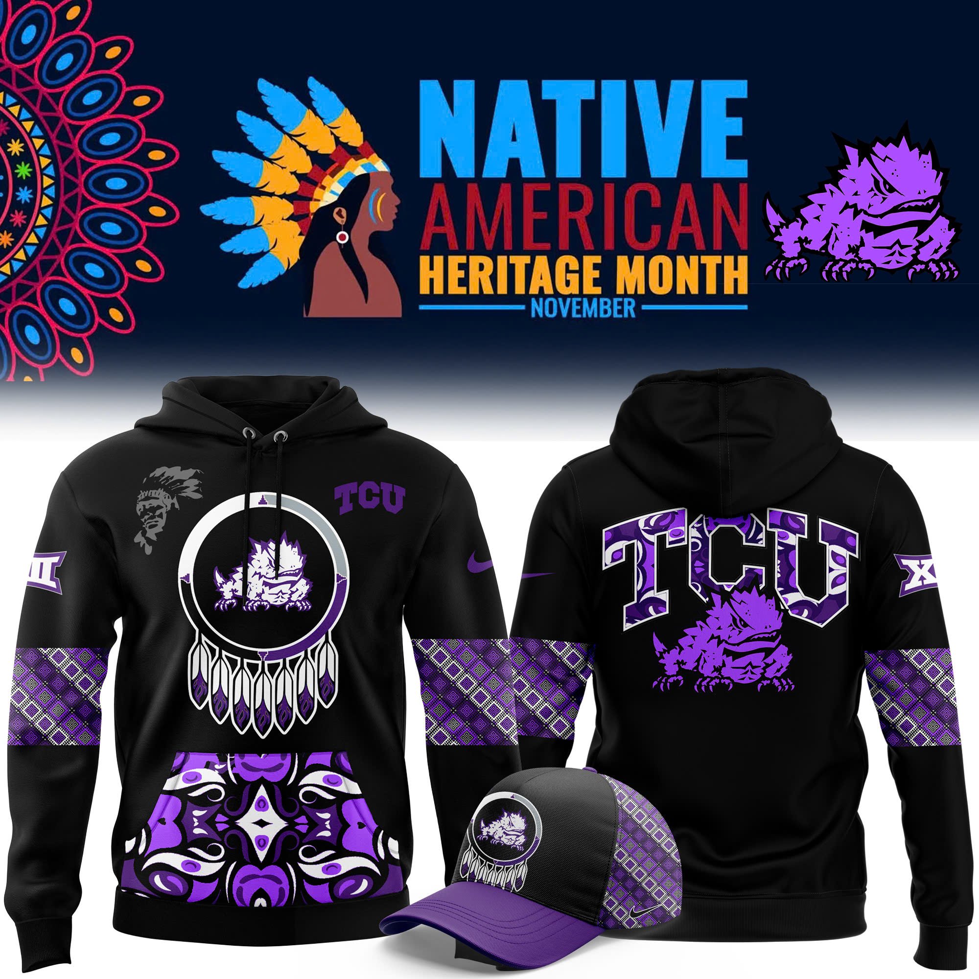 TCU Horned Frogs Native American Heritage Hoodie 2024 Versions, Sport Gifts For Fan EHIVM-62769