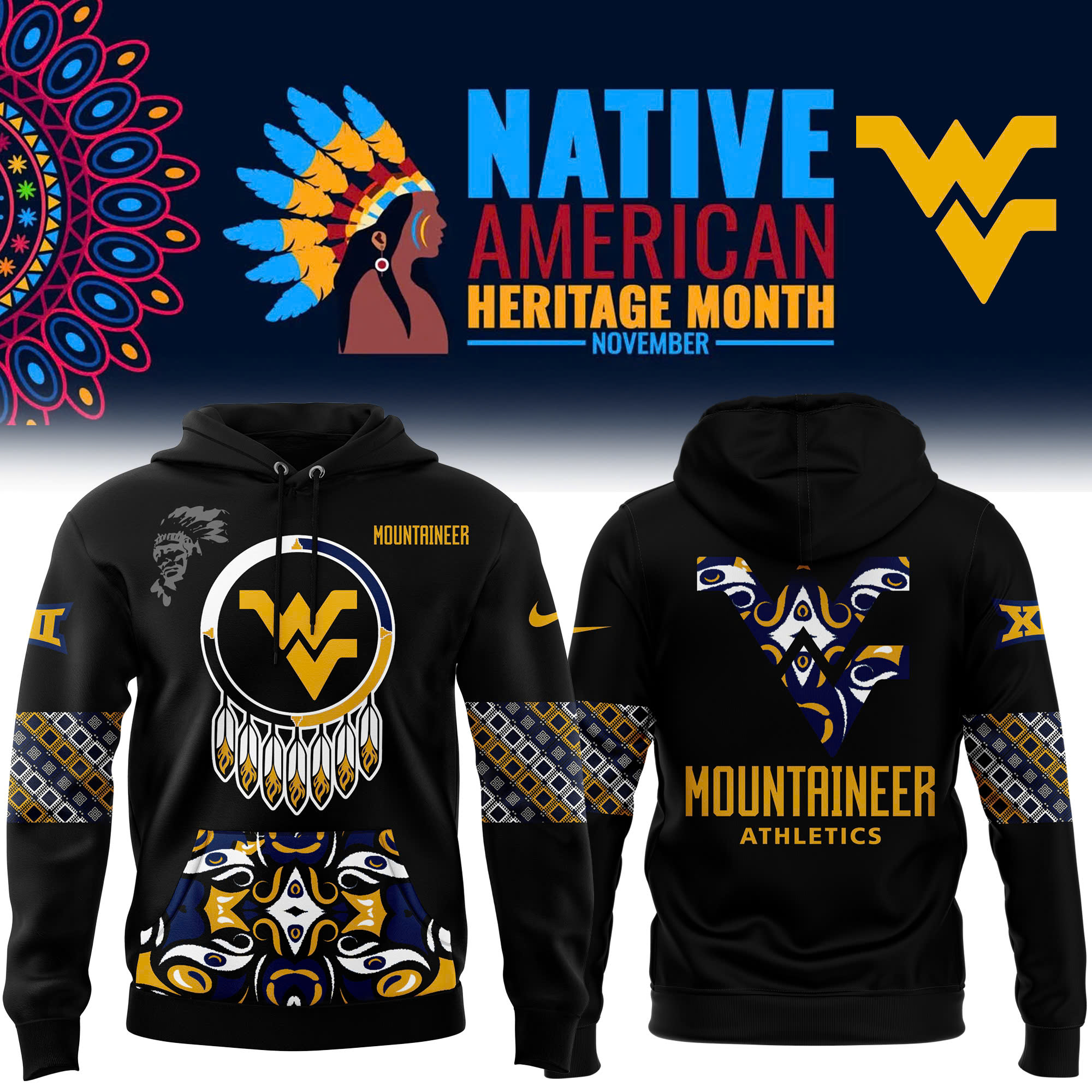 West Virginia Mountaineers Native American Heritage Hoodie 2024 Versions, Sport Gifts For Fan EHIVM-62769