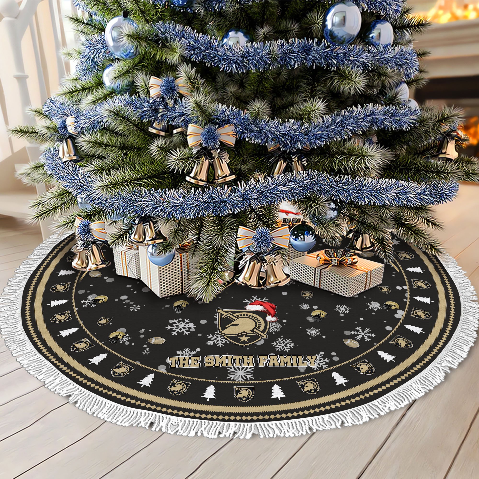 Army Black Knights Tree Skirt Bordered Custom Family Name 2024 Version, Christmas Tree Skirt For Sport Fans, Christmas Decorations EHIVM-62778