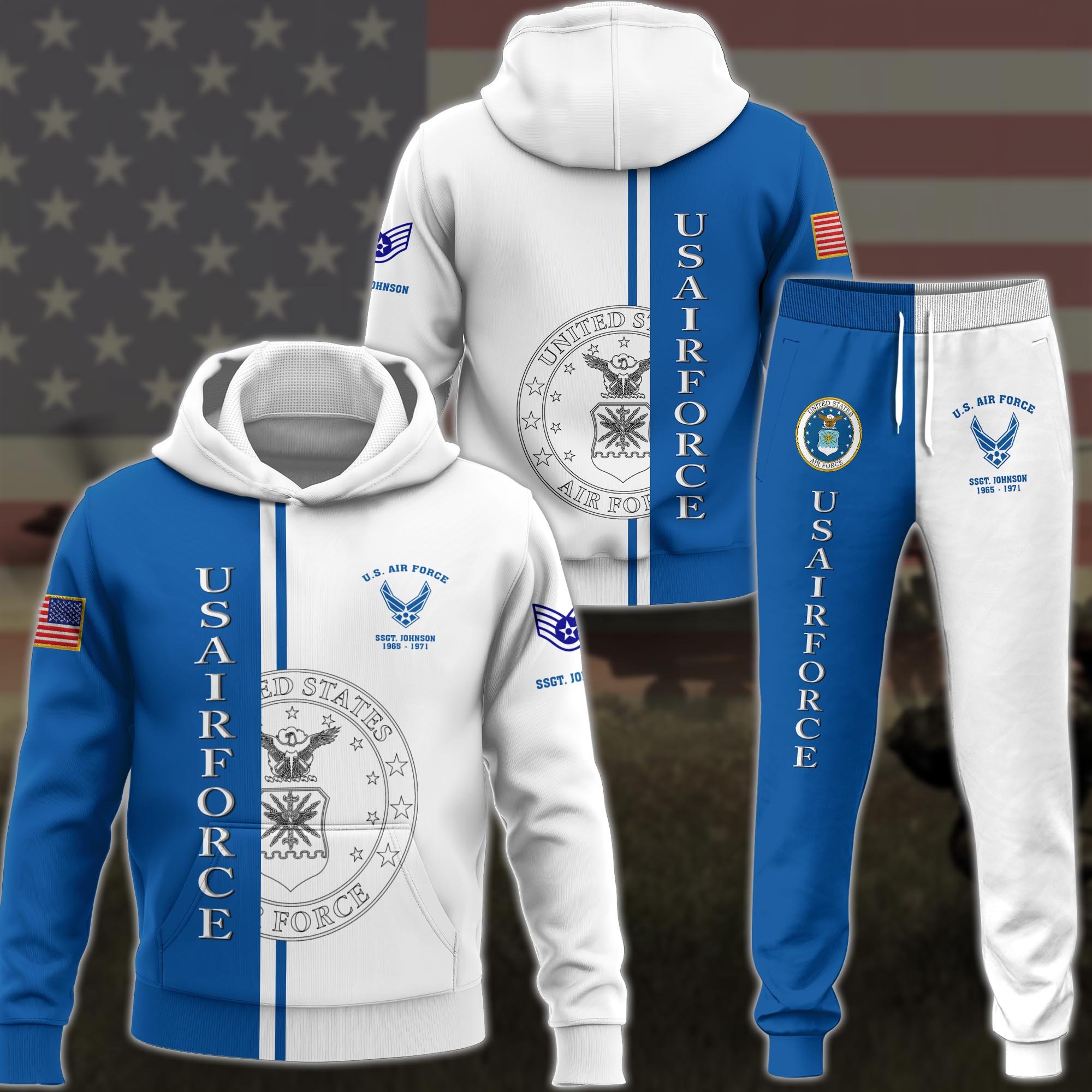 U.S. Air Force Hoodie And Jogger Custom Name,Year And Rank, Military Clothings, Military Gifts ETRG-62798