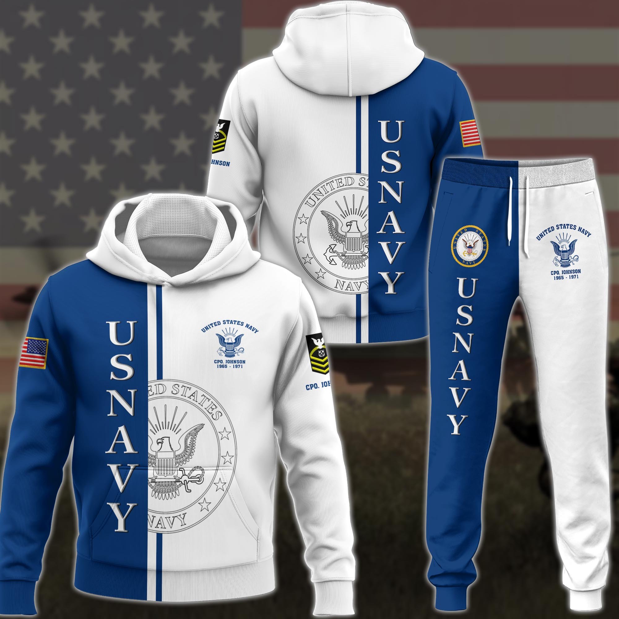 U.S. Navy Hoodie And Jogger Custom Name,Year And Rank, Military Clothings, Military Gifts ETRG-62798