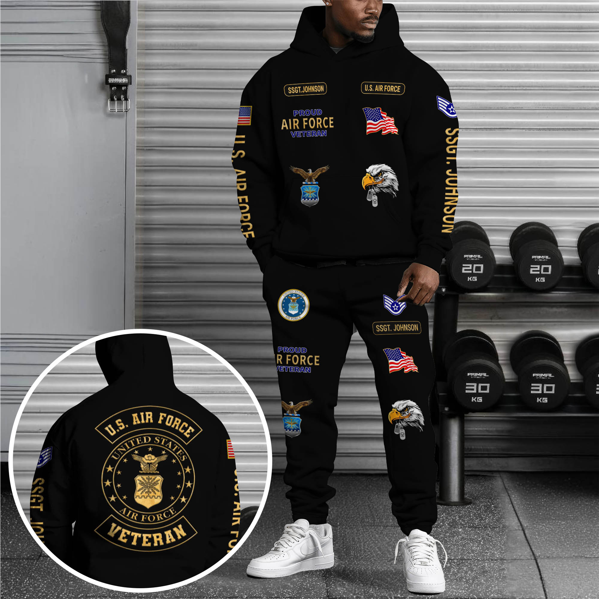 U.S. Air Force Hoodie And Jogger Set Custom Name And Rank, Military Clothings, Military Gifts ETRG-62923