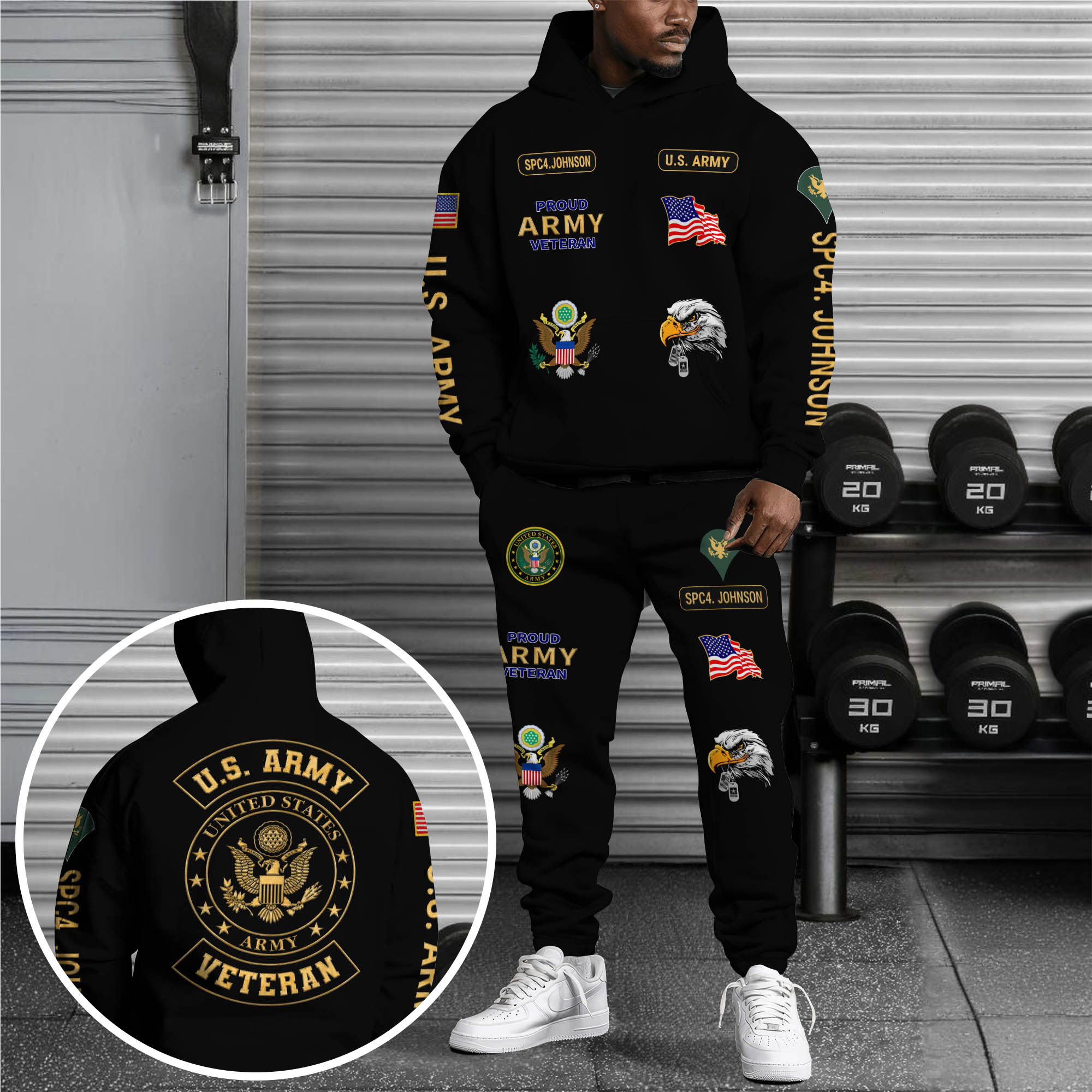 U.S. Army Hoodie And Jogger Set Custom Name And Rank, Military Clothings, Military Gifts ETRG-62923